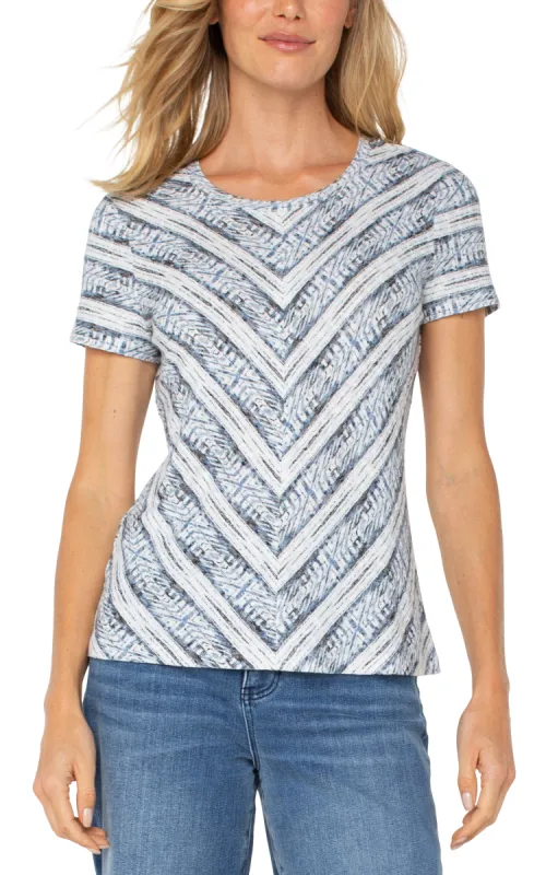 SHORT SLEEVE KNIT TOP WITH MITER sold by Liverpool Jeans Company
