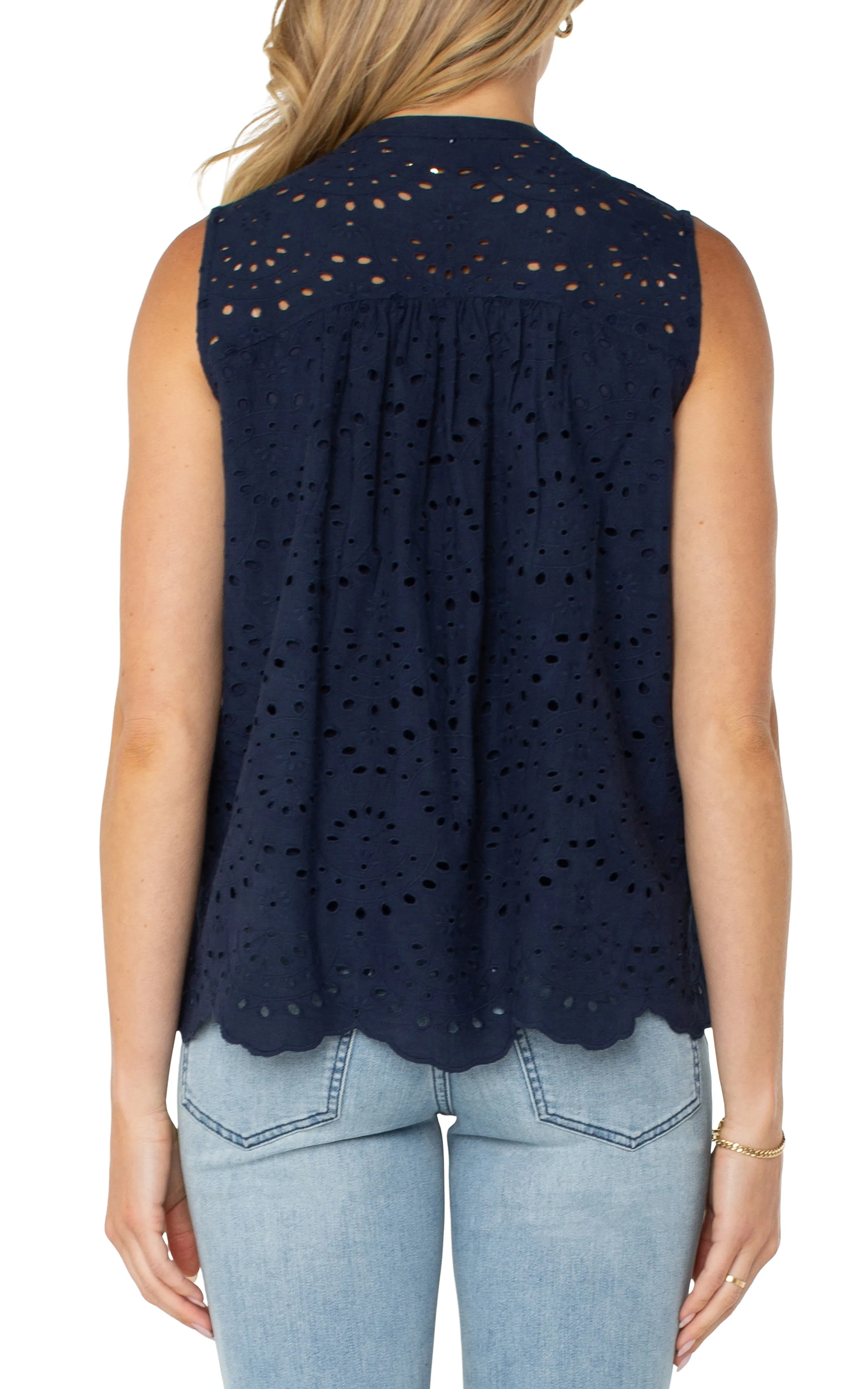 SLEEVELESS PINTUCK WOVEN TOP sold by Liverpool Jeans Company product image thumbnail 2