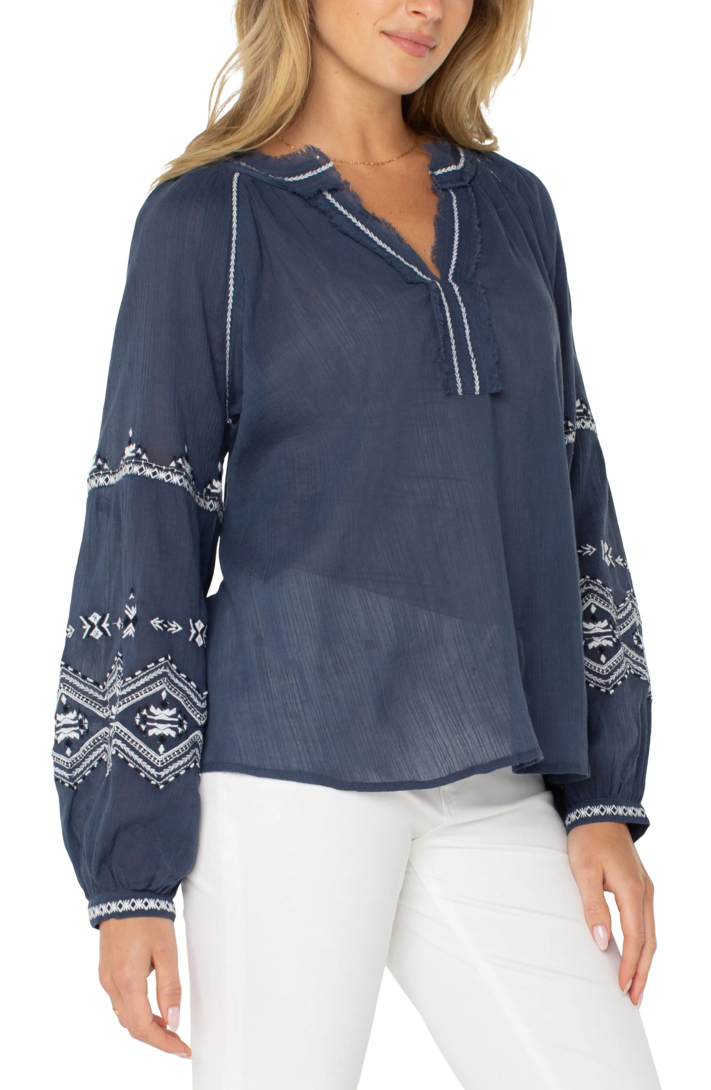 LONG SLEEVE RAGLAN WOVEN BLOUSE sold by Liverpool Jeans Company product image thumbnail 3