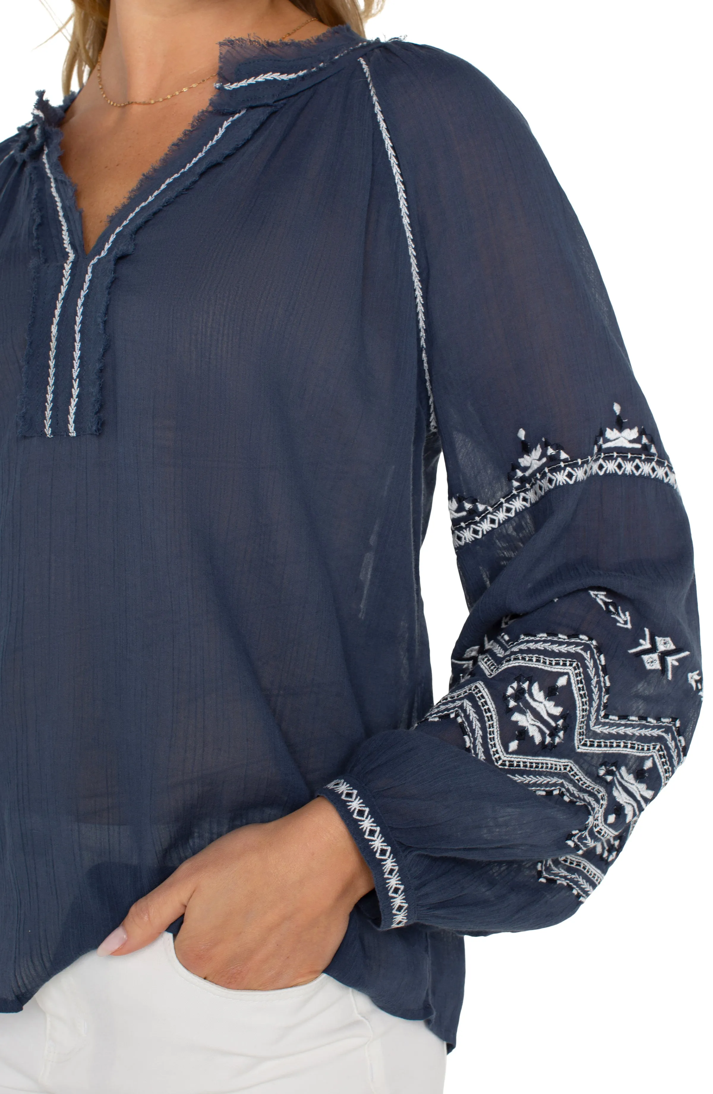 LONG SLEEVE RAGLAN WOVEN BLOUSE sold by Liverpool Jeans Company product image thumbnail 4