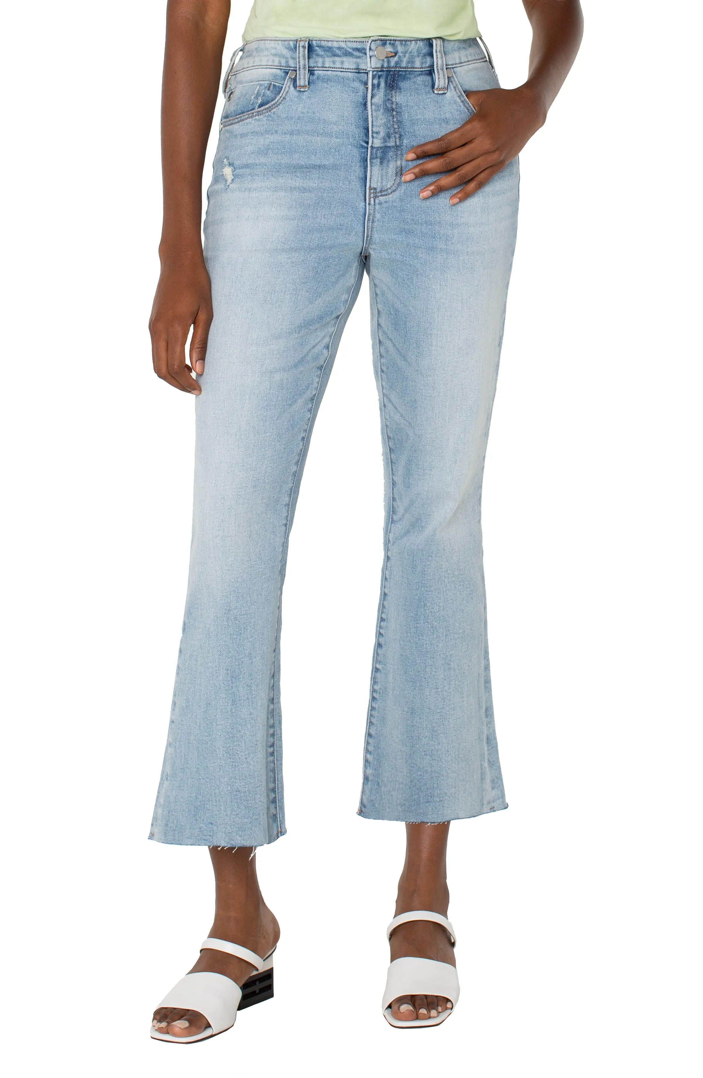HANNAH HI-RISE CROP FLARE WITH CUT HEM sold by Liverpool Jeans Company