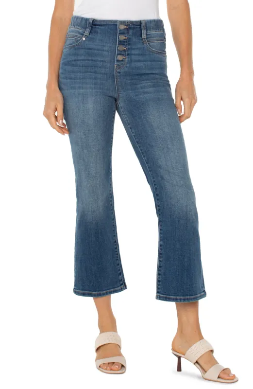 THE PETITE GIA GLIDER® CROP FLARE W/ EXPOSED BUTTON sold by Liverpool Jeans Company