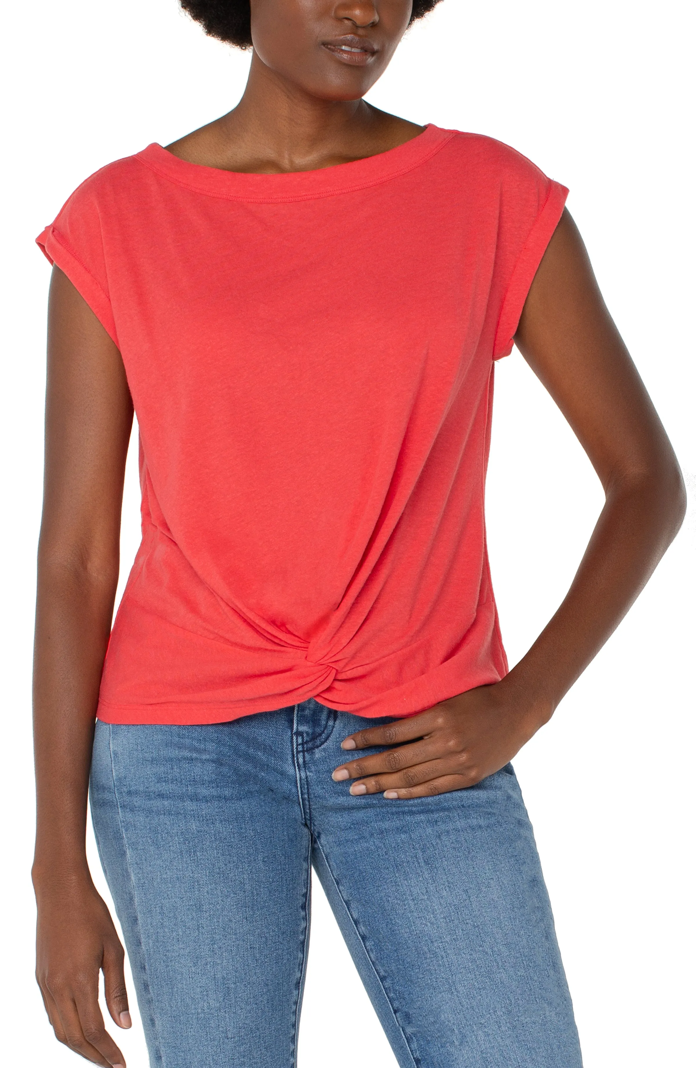SHORT SLEEVE BOAT NECK KNIT TOP sold by Liverpool Jeans Company
