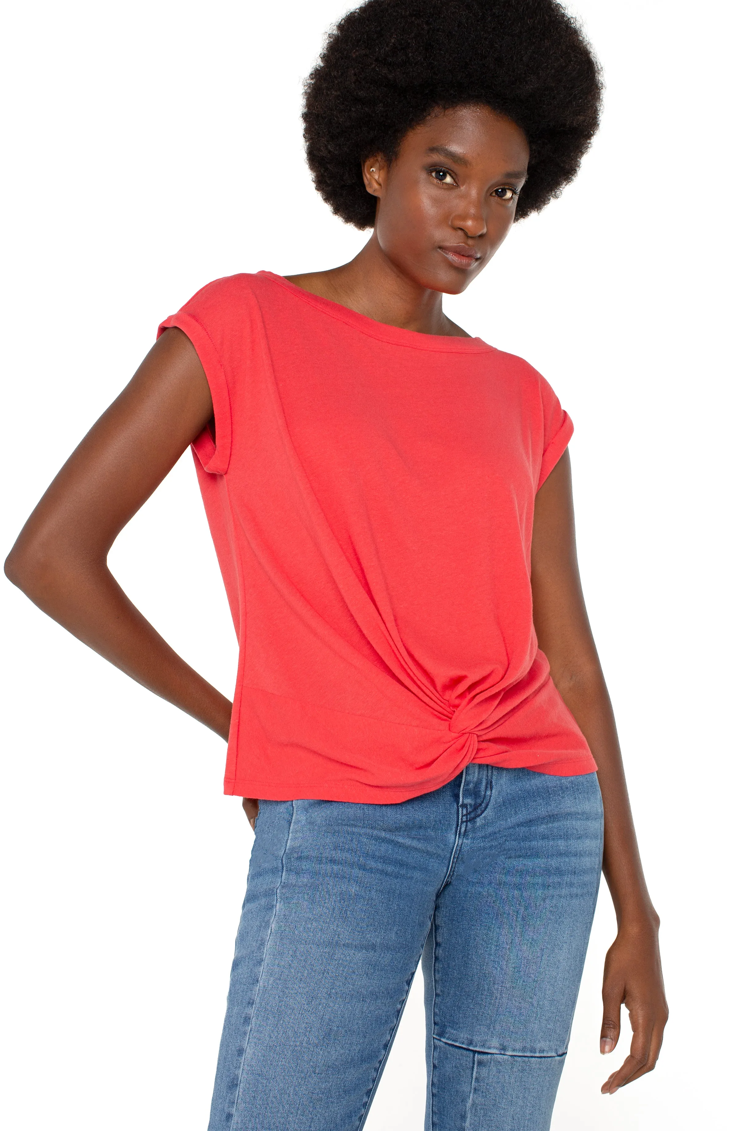 SHORT SLEEVE BOAT NECK KNIT TOP sold by Liverpool Jeans Company product image thumbnail 2