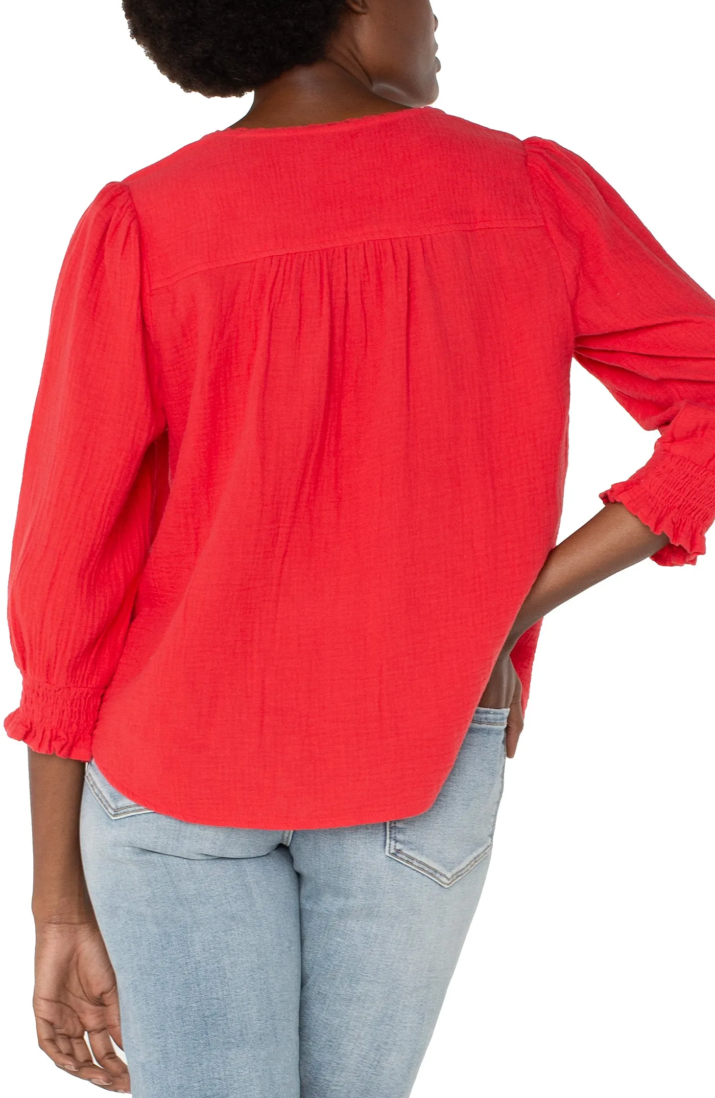 3/4 SLEEVE EMBROIDERED WOVEN BLOUSE sold by Liverpool Jeans Company product image thumbnail 2