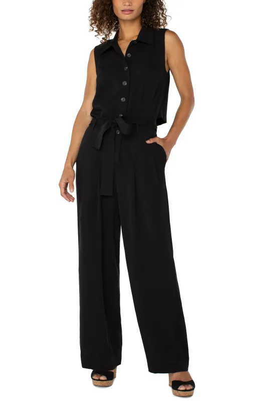 SLEEVELESS JUMPSUIT WITH WIDE LEG made by Liverpool Jeans Company