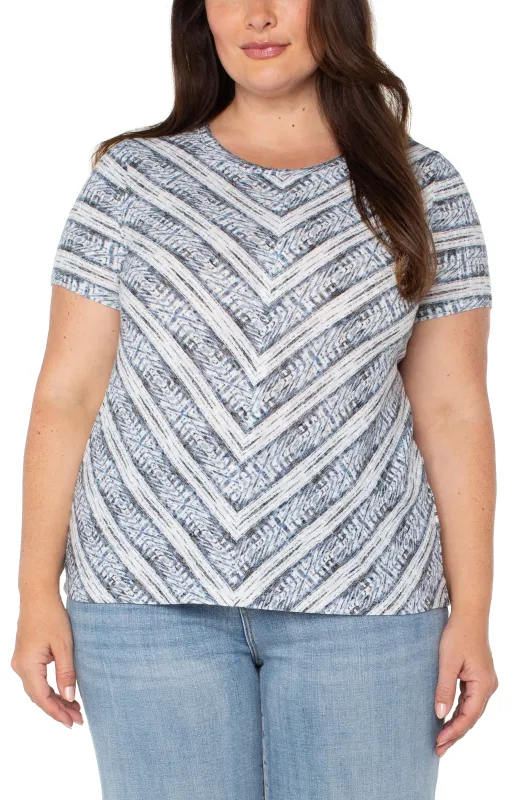SHORT SLEEVE KNIT TOP WITH MITER sold by Liverpool Jeans Company