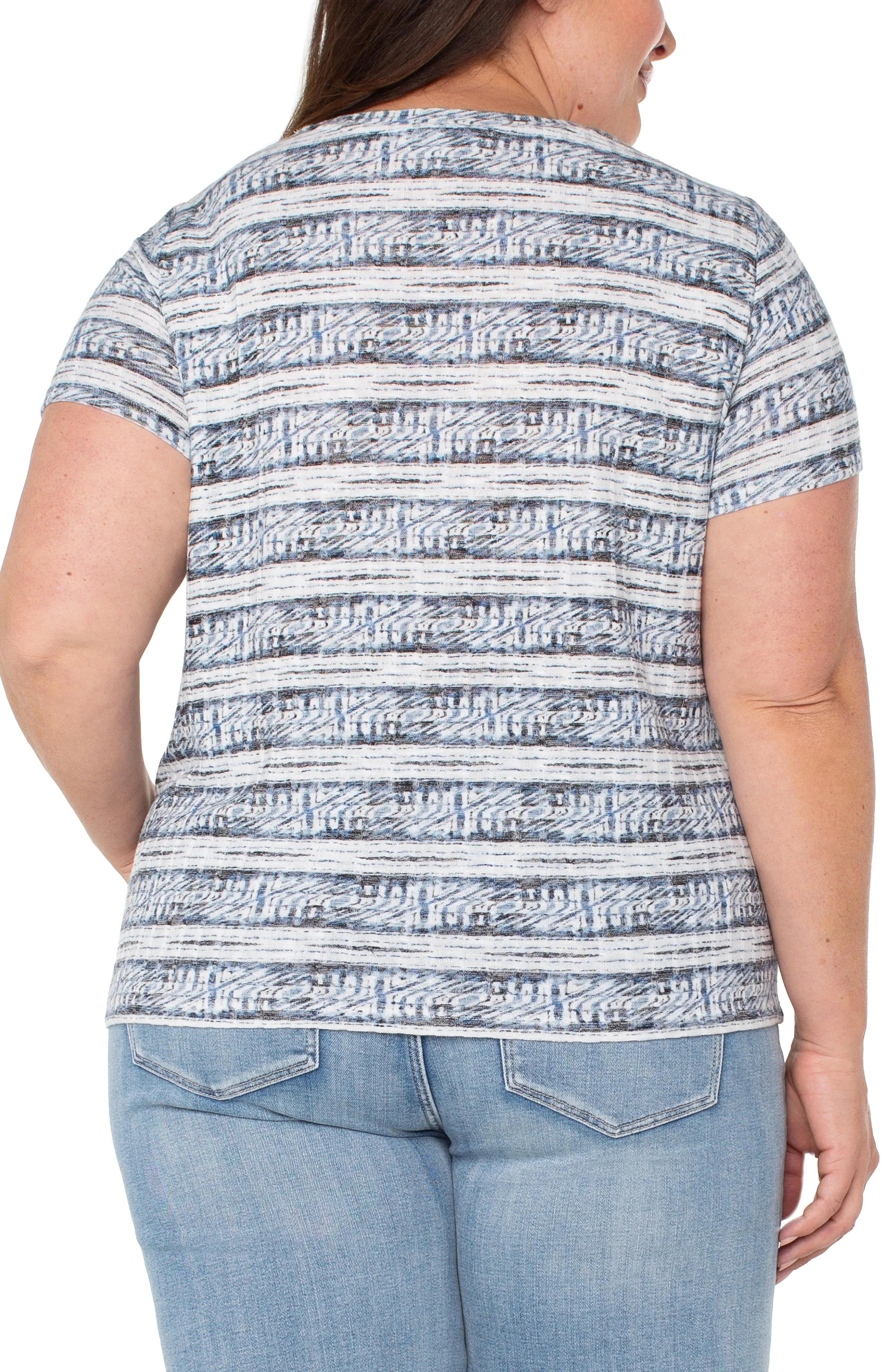 SHORT SLEEVE KNIT TOP WITH MITER sold by Liverpool Jeans Company product image thumbnail 2