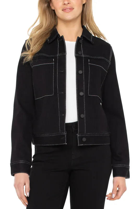 ECO UTILITY TRUCKER JACKET WITH CONTRAST STITCH sold by Liverpool Jeans Company