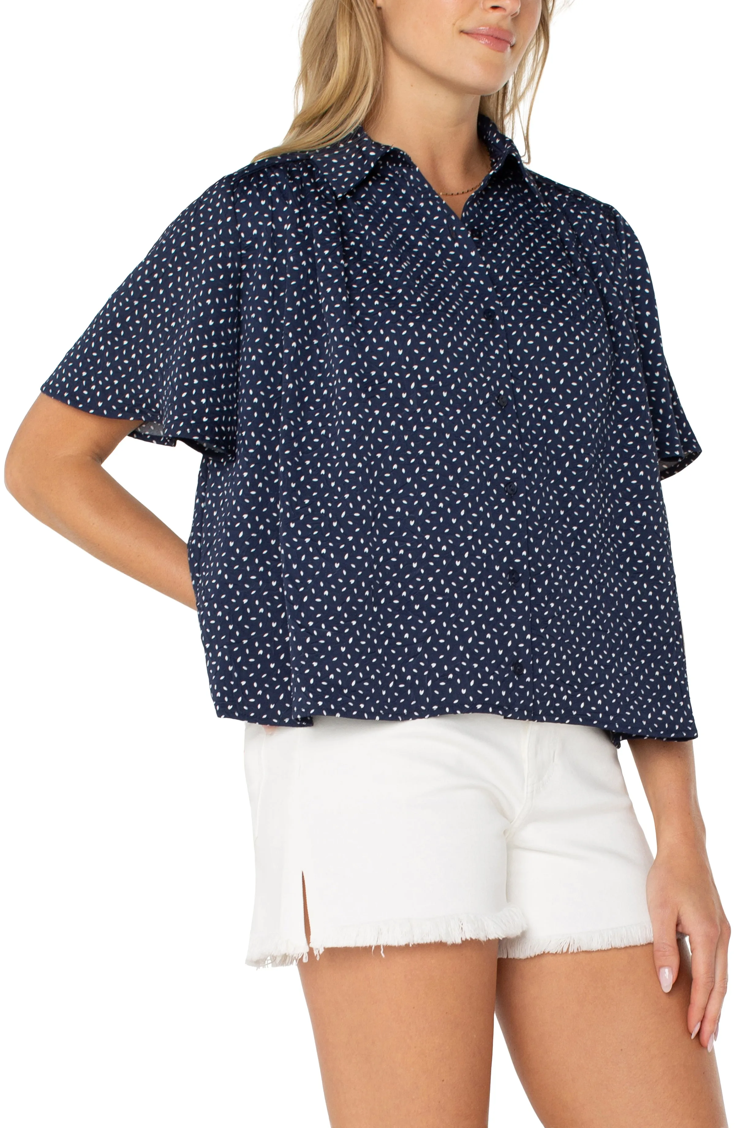 1/2 SLEEVE SHIRRED WOVEN BLOUSE sold by Liverpool Jeans Company product image thumbnail 5