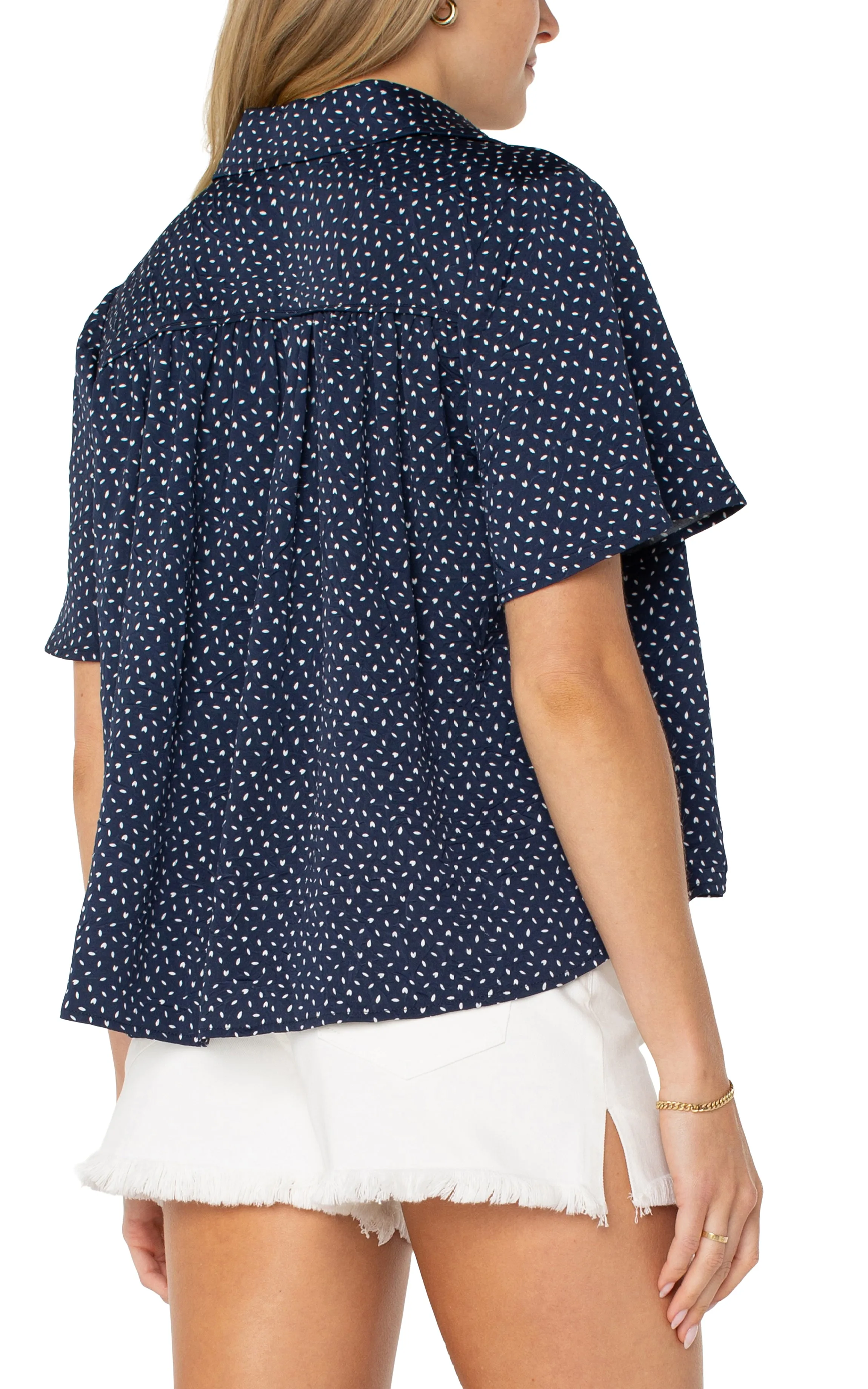 1/2 SLEEVE SHIRRED WOVEN BLOUSE sold by Liverpool Jeans Company product image thumbnail 2