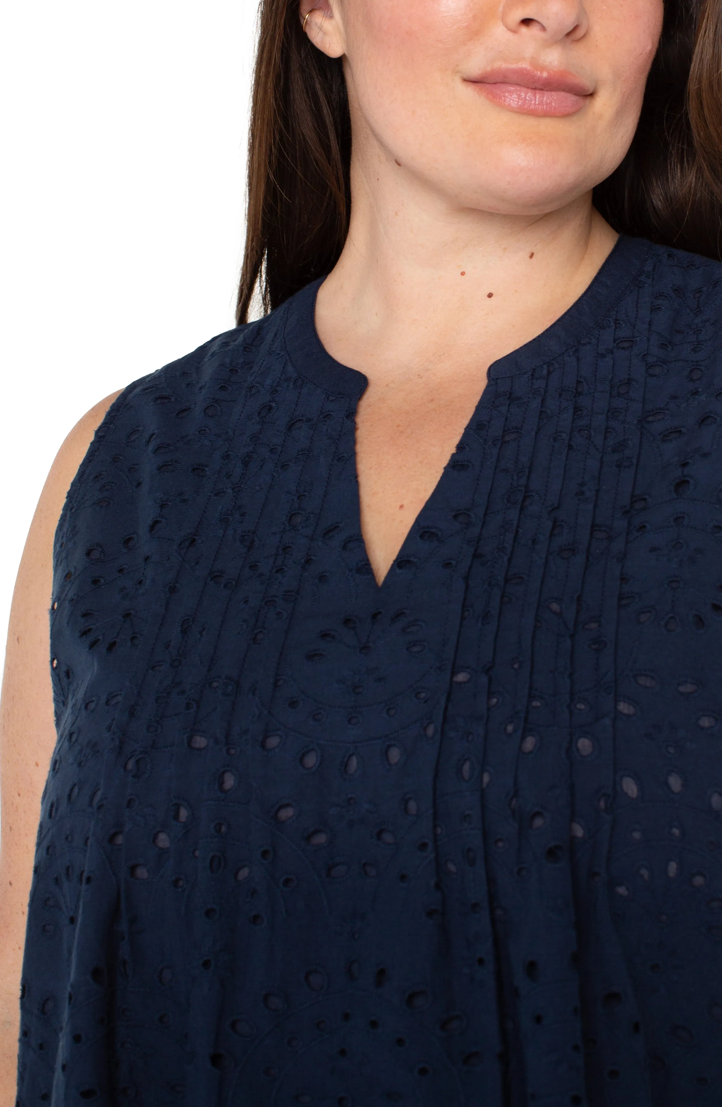 SLEEVELESS PINTUCK WOVEN TOP sold by Liverpool Jeans Company product image thumbnail 3