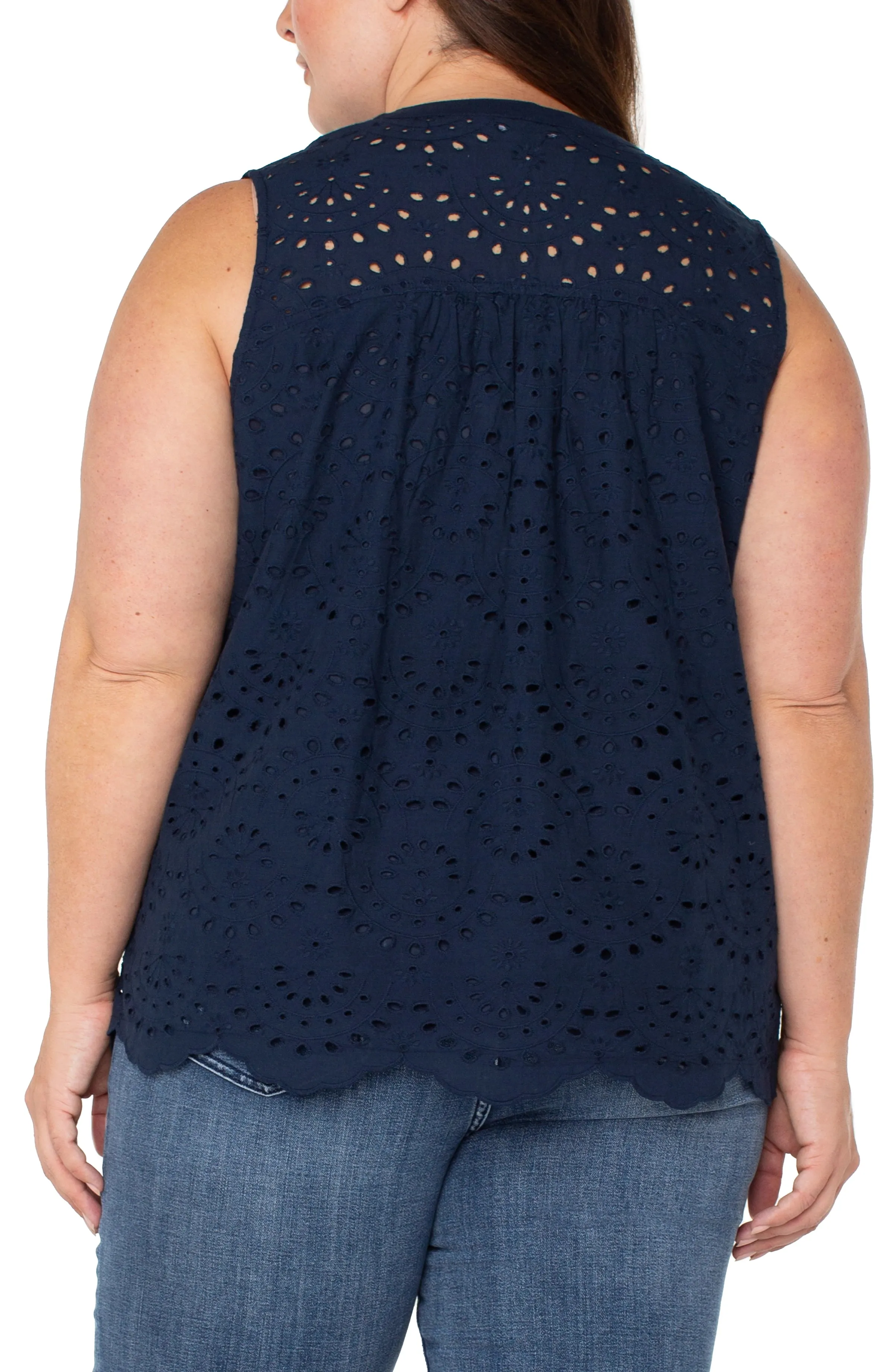 SLEEVELESS PINTUCK WOVEN TOP sold by Liverpool Jeans Company product image thumbnail 2