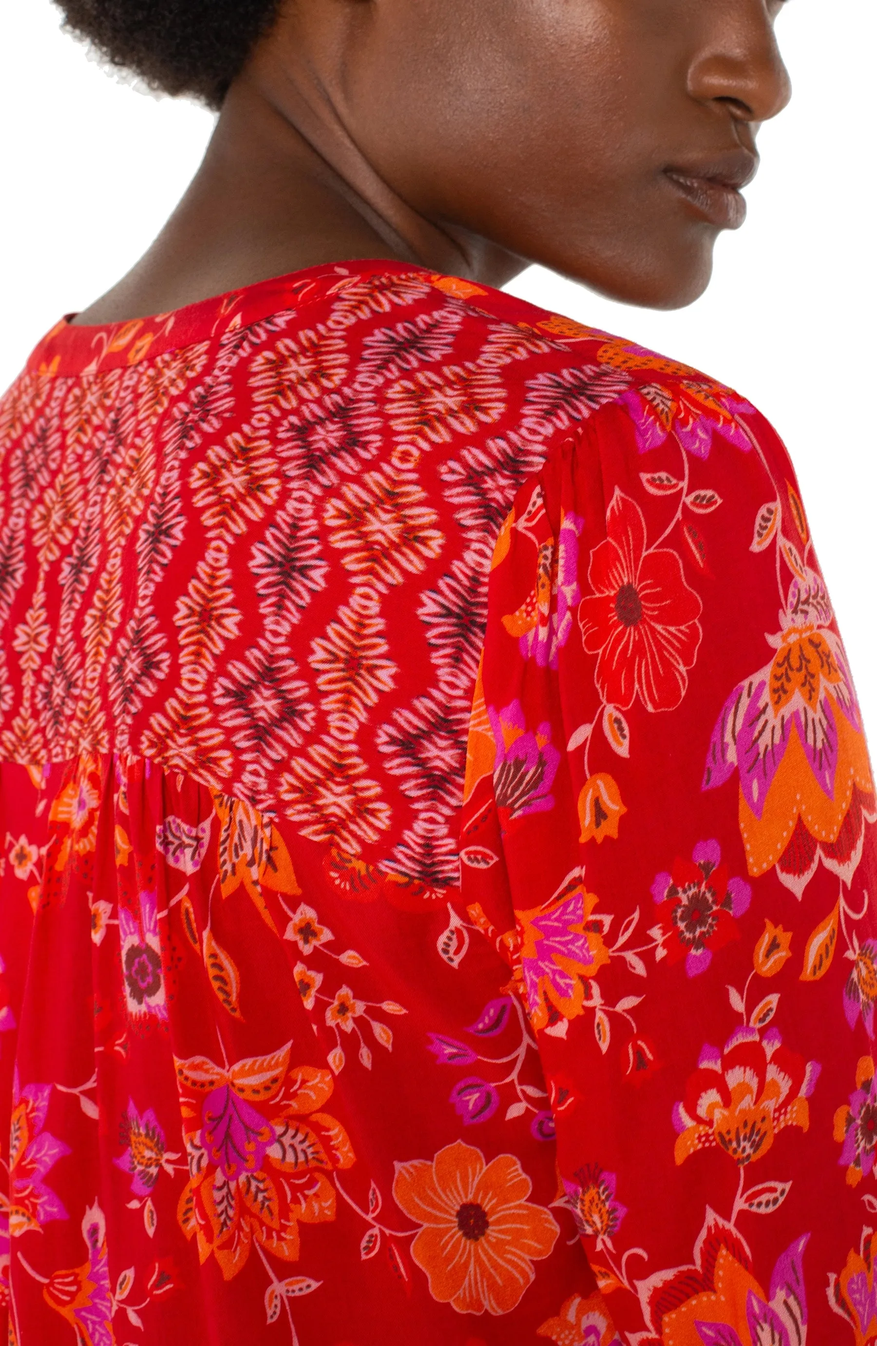 PETITE BUTTON FRONT SHIRRED BLOUSE sold by Liverpool Jeans Company product image thumbnail 2