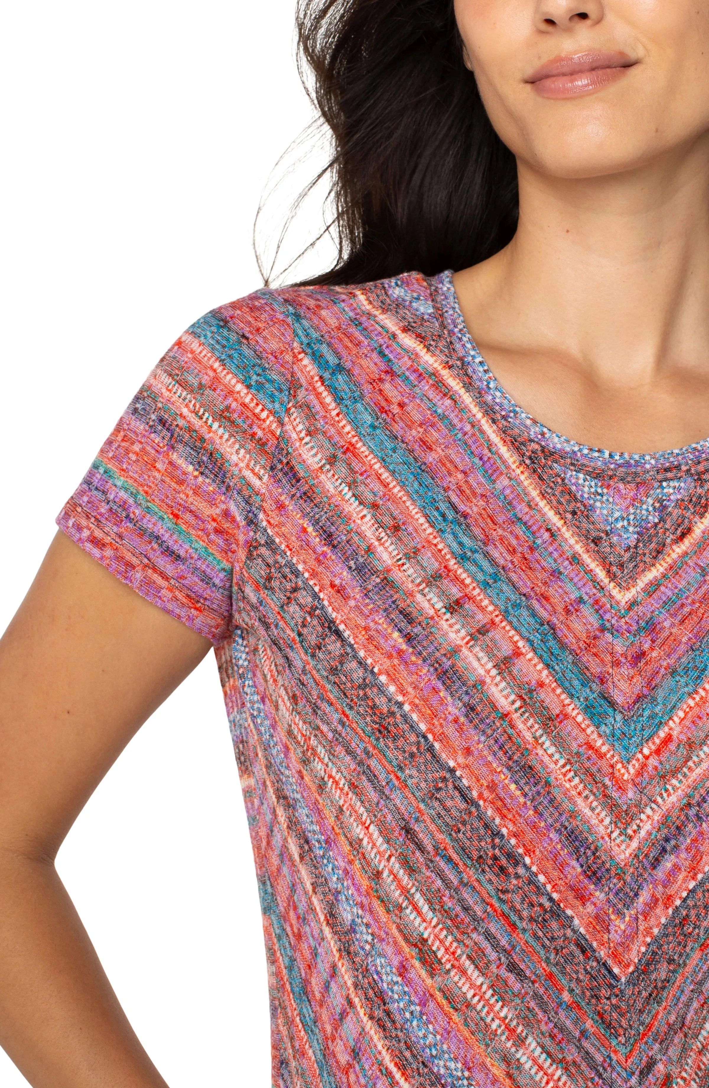 PETITE SHORT SLEEVE KNIT TOP WITH MITER sold by Liverpool Jeans Company product image thumbnail 3