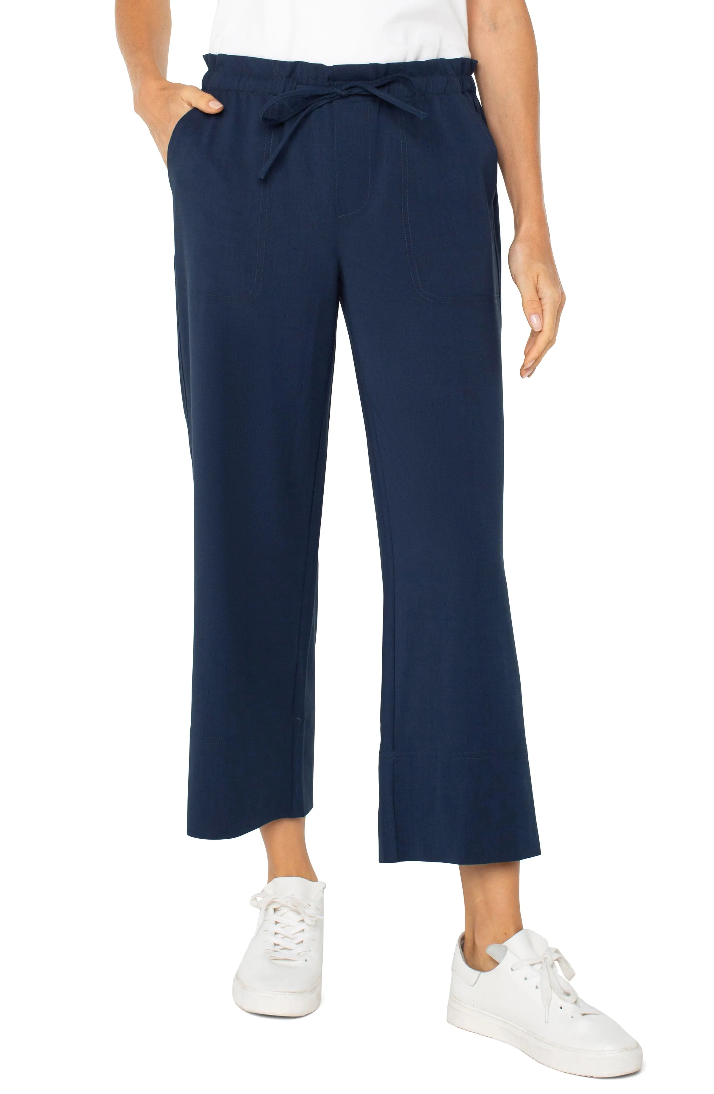PETITE PULL-ON TIE WAIST WIDE LEG ANKLE sold by Liverpool Jeans Company