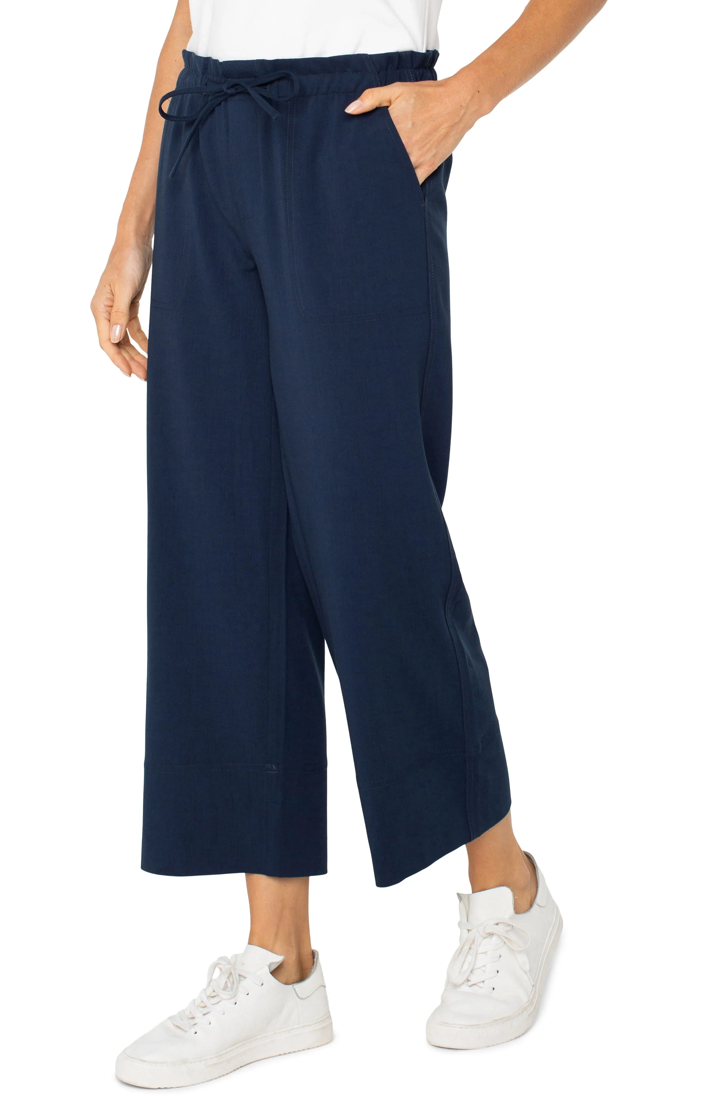 PETITE PULL-ON TIE WAIST WIDE LEG ANKLE sold by Liverpool Jeans Company product image thumbnail 4