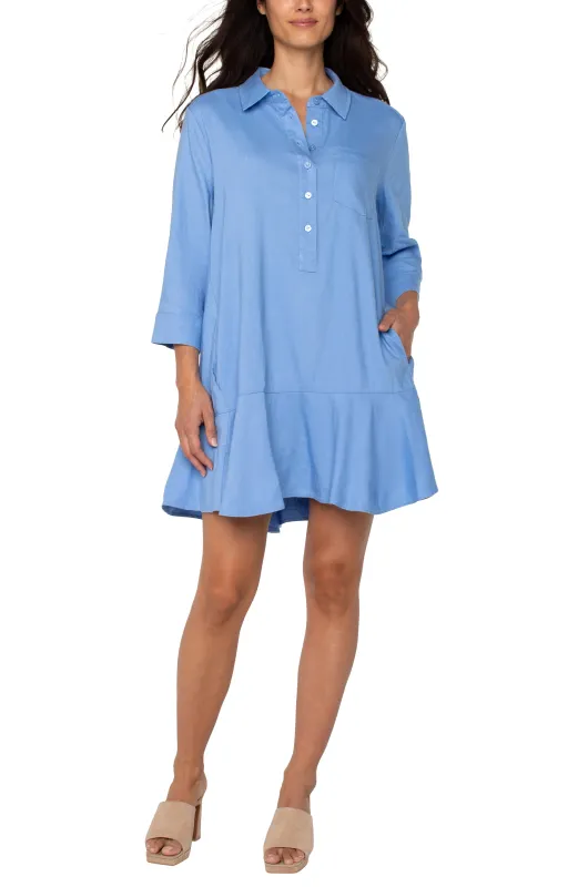 SHIRT DRESS WITH FLOUNCE HEM sold by Liverpool Jeans Company