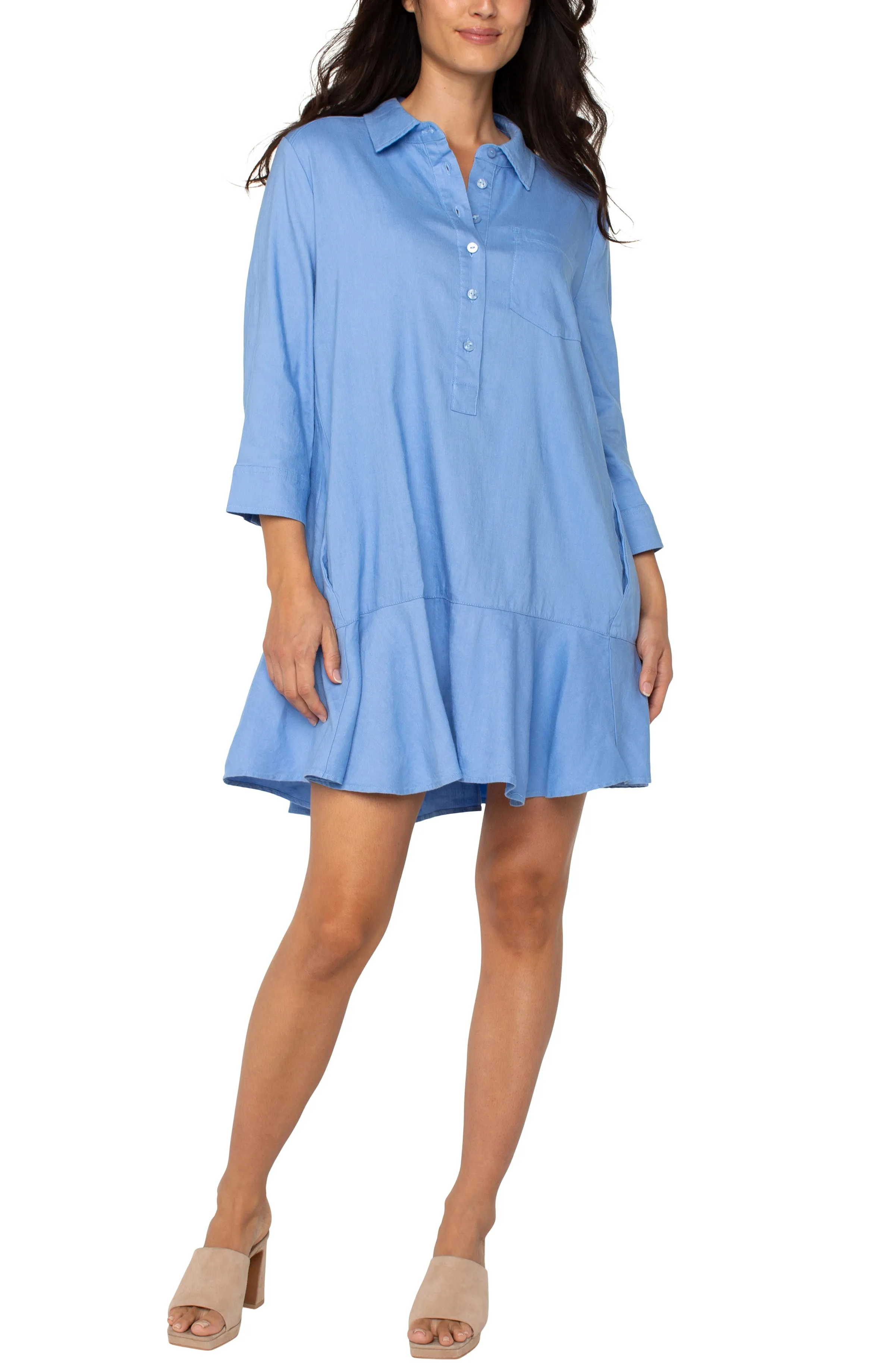 SHIRT DRESS WITH FLOUNCE HEM sold by Liverpool Jeans Company product image thumbnail 4
