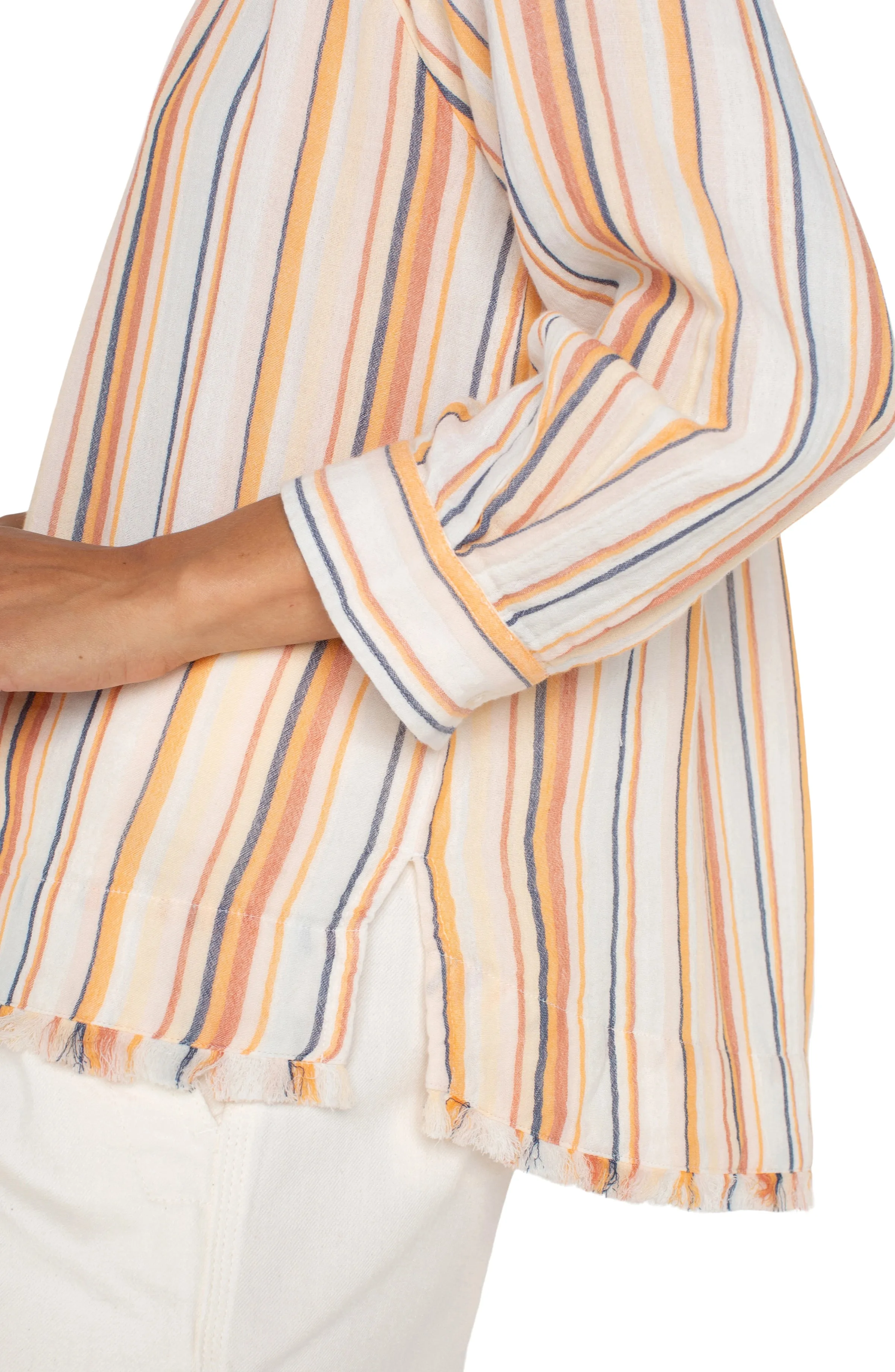 3/4 SLEEVE RAGLAN TOP W/ FRAY HEM sold by Liverpool Jeans Company product image thumbnail 4