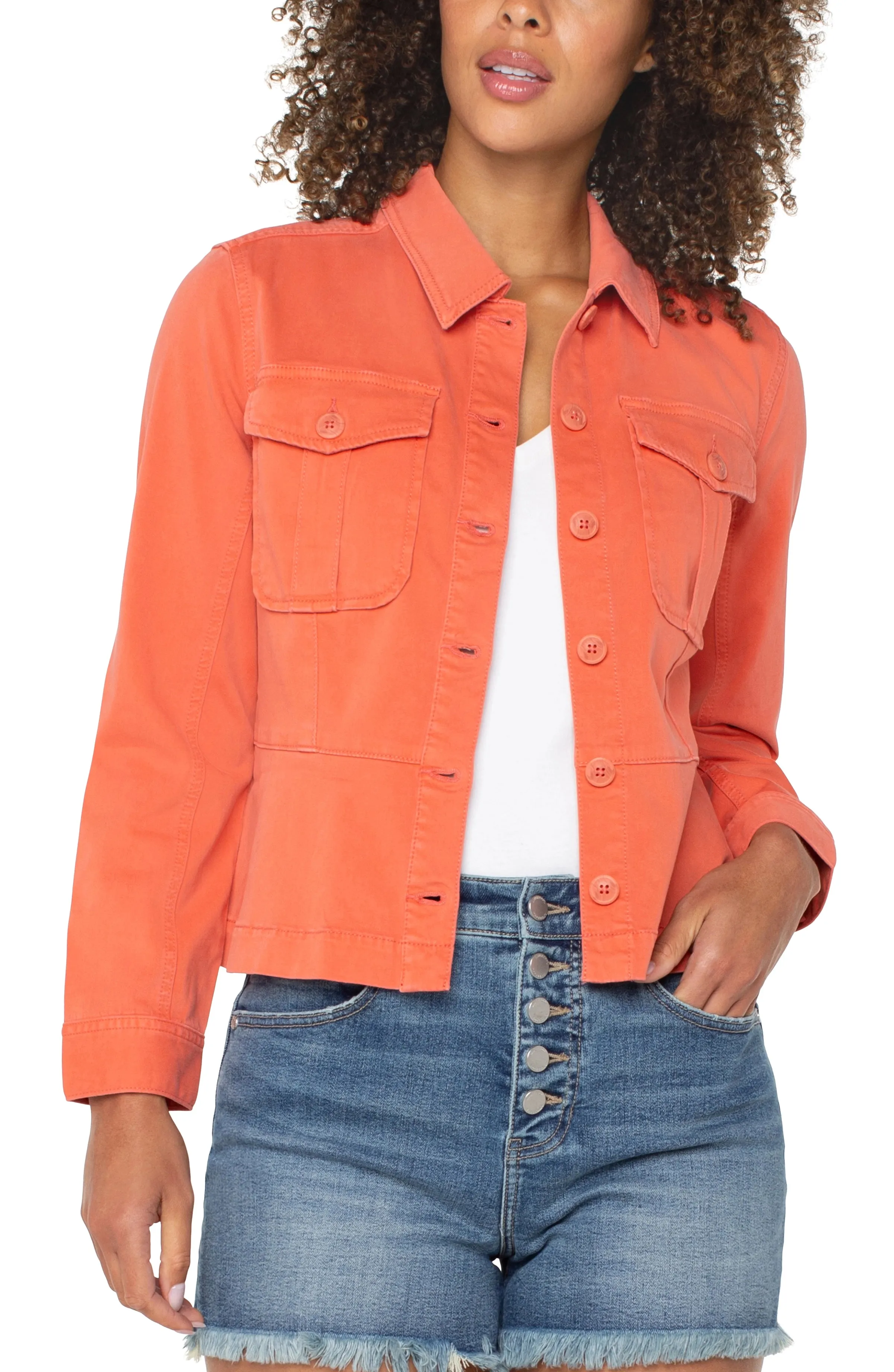 TRUCKER JACKET WITH PEPLUM HEM sold by Liverpool Jeans Company