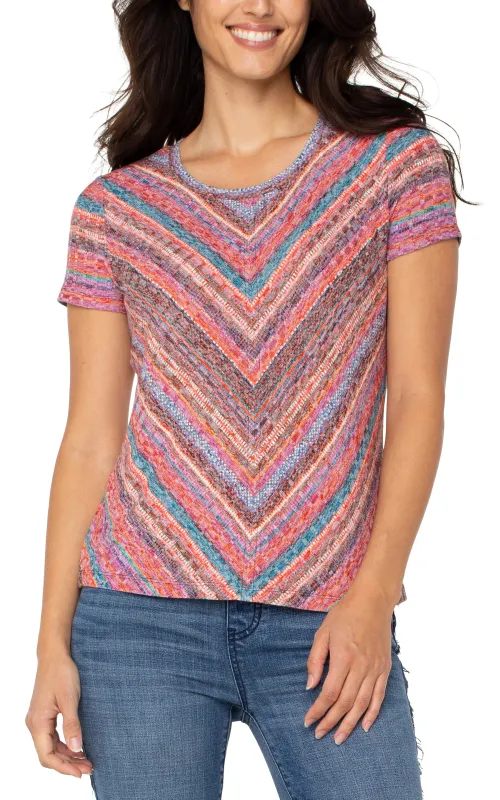 SHORT SLEEVE KNIT TOP WITH MITER sold by Liverpool Jeans Company