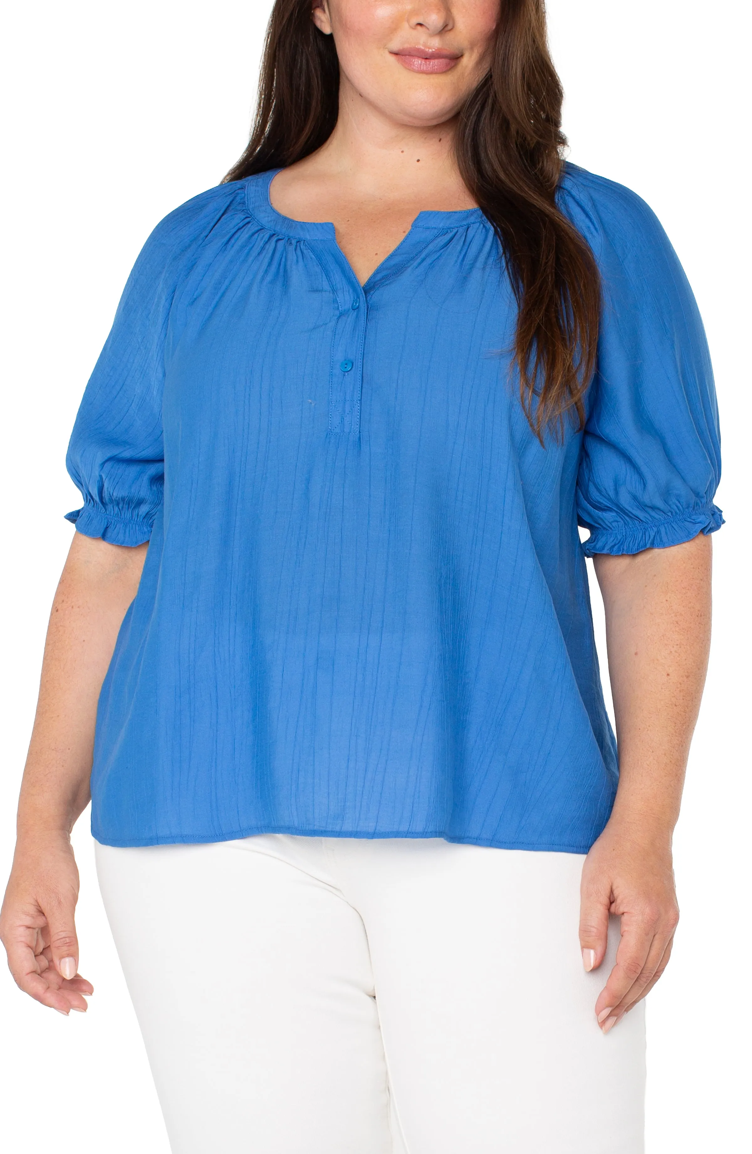 SHORT SLEEVE HALF PLACKET BLOUSE sold by Liverpool Jeans Company product image thumbnail 4