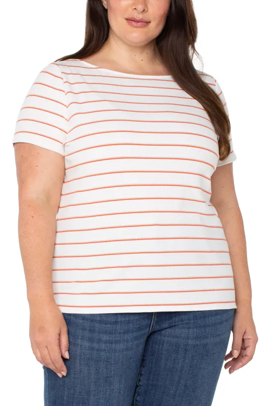 SHORT SLEEVE BOATNECK KNIT TOP sold by Liverpool Jeans Company