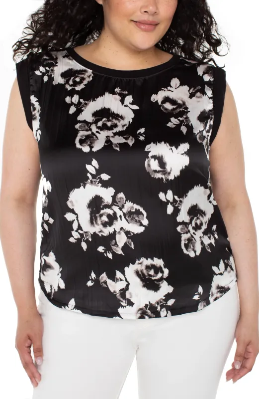 SLEEVELESS WOVEN TO KNIT TOP sold by Liverpool Jeans Company