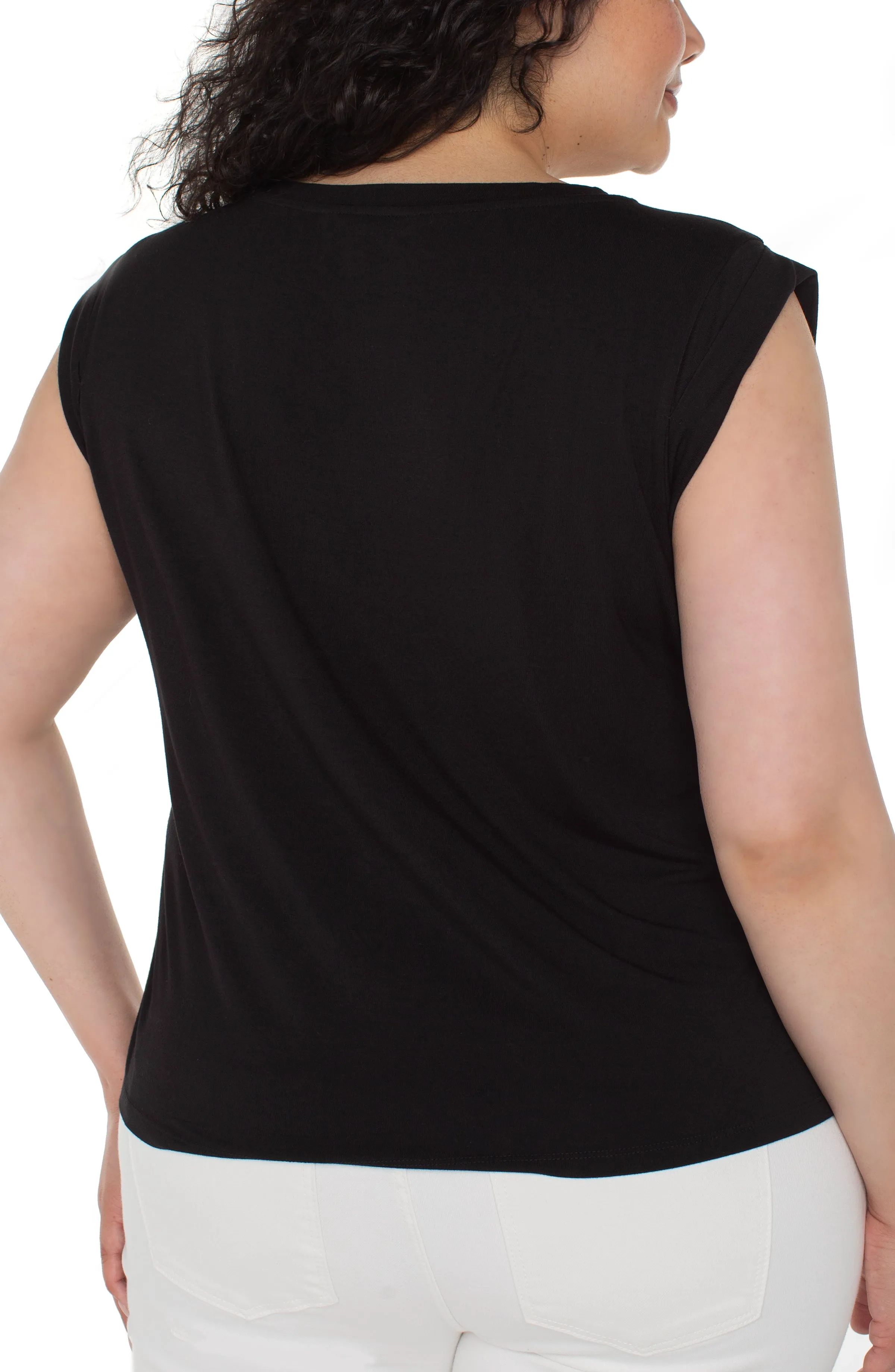 SLEEVELESS WOVEN TO KNIT TOP sold by Liverpool Jeans Company product image thumbnail 2