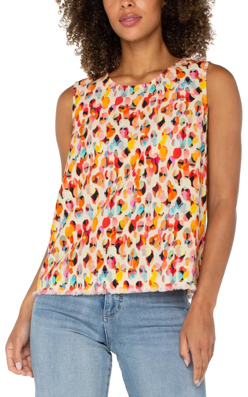SLEEVELESS WOVEN TOP WITH BUTTON BACK sold by Liverpool Jeans Company