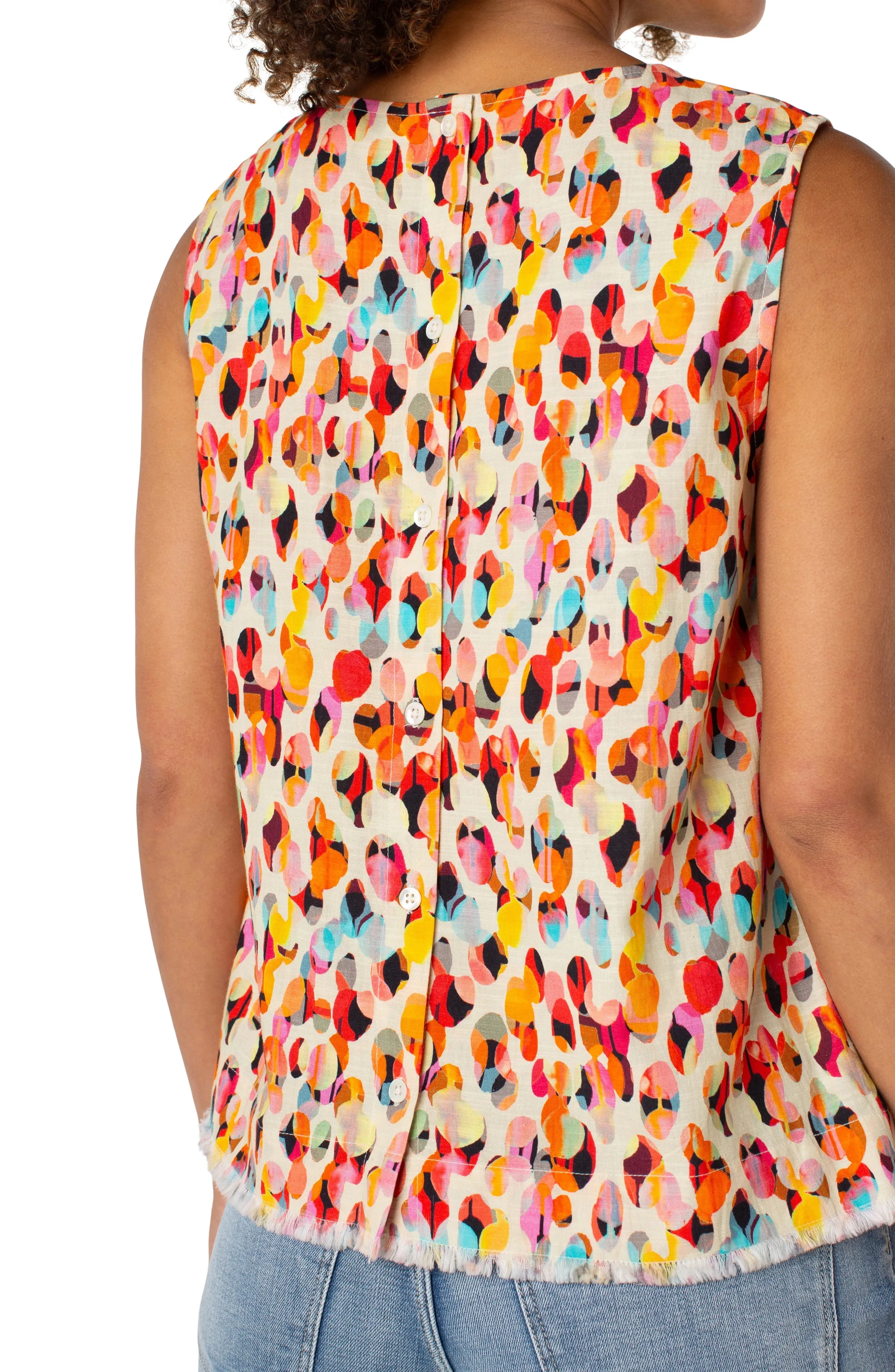 SLEEVELESS WOVEN TOP WITH BUTTON BACK sold by Liverpool Jeans Company product image thumbnail 4
