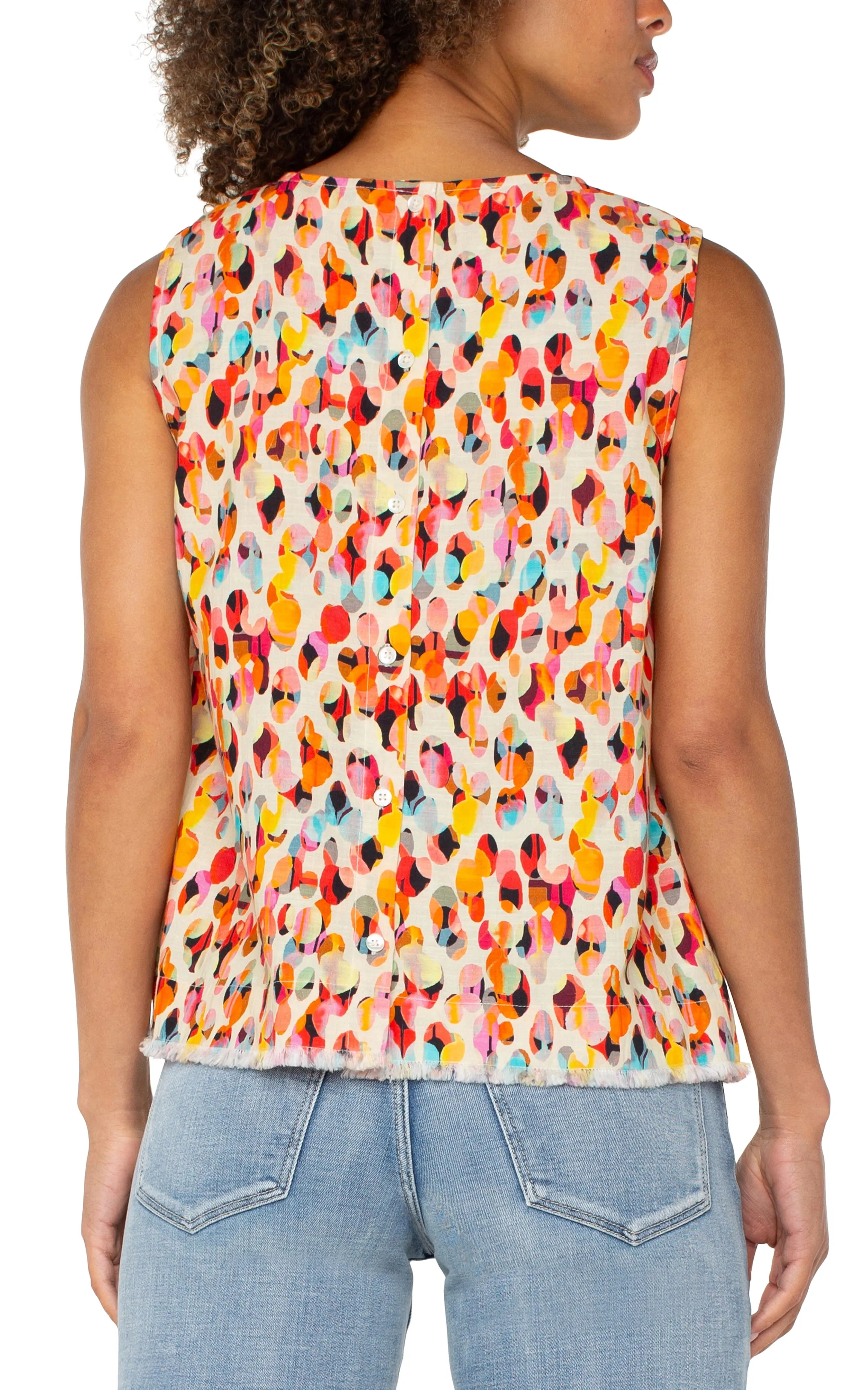 SLEEVELESS WOVEN TOP WITH BUTTON BACK sold by Liverpool Jeans Company product image thumbnail 3