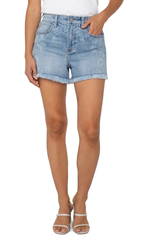 CHRISTINE HI-RISE A-LINE FRAY HEM SHORT sold by Liverpool Jeans Company