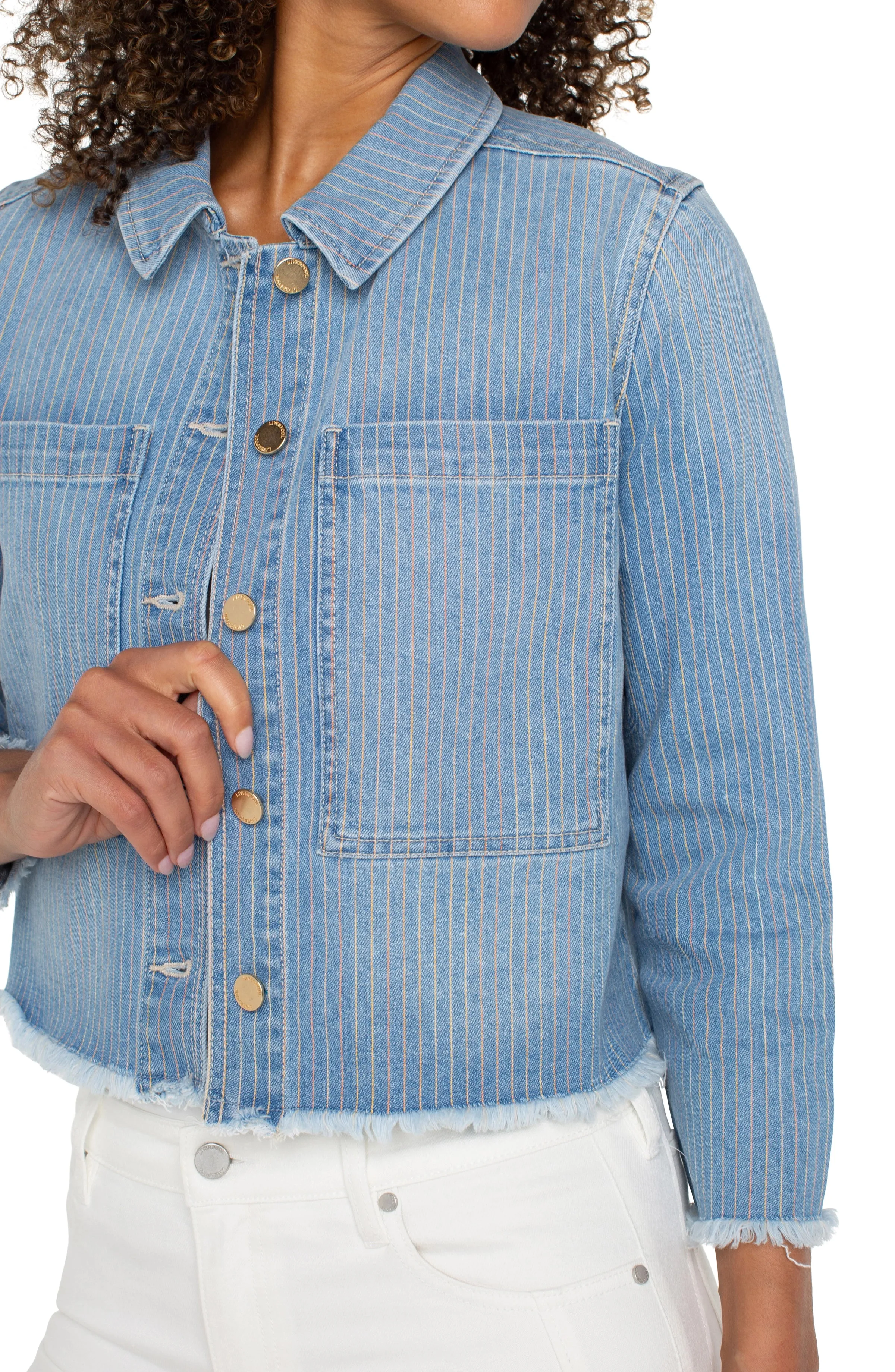 CROP SHACKET W/ FRAY HEM sold by Liverpool Jeans Company product image thumbnail 3