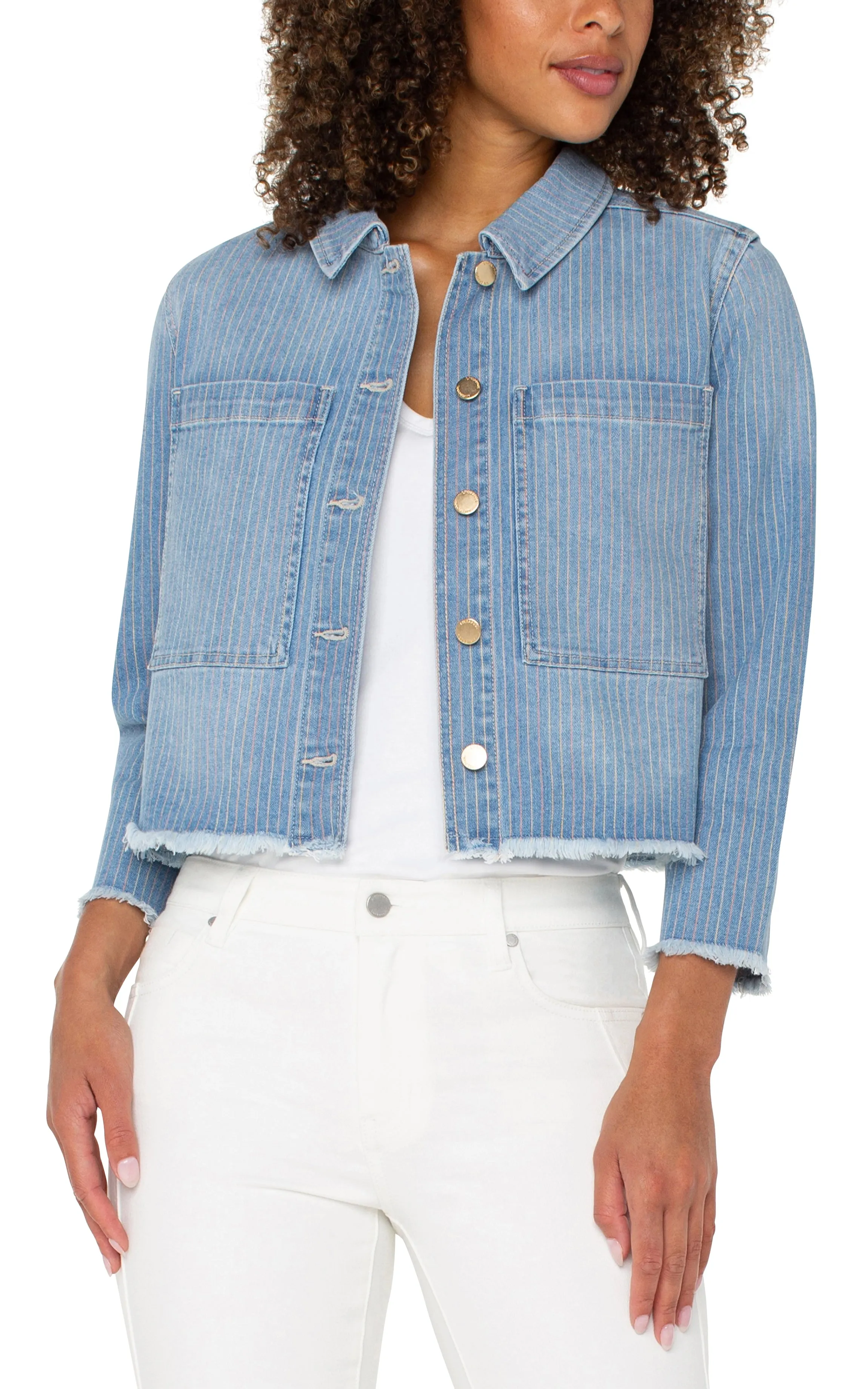 CROP SHACKET W/ FRAY HEM sold by Liverpool Jeans Company product image thumbnail 4