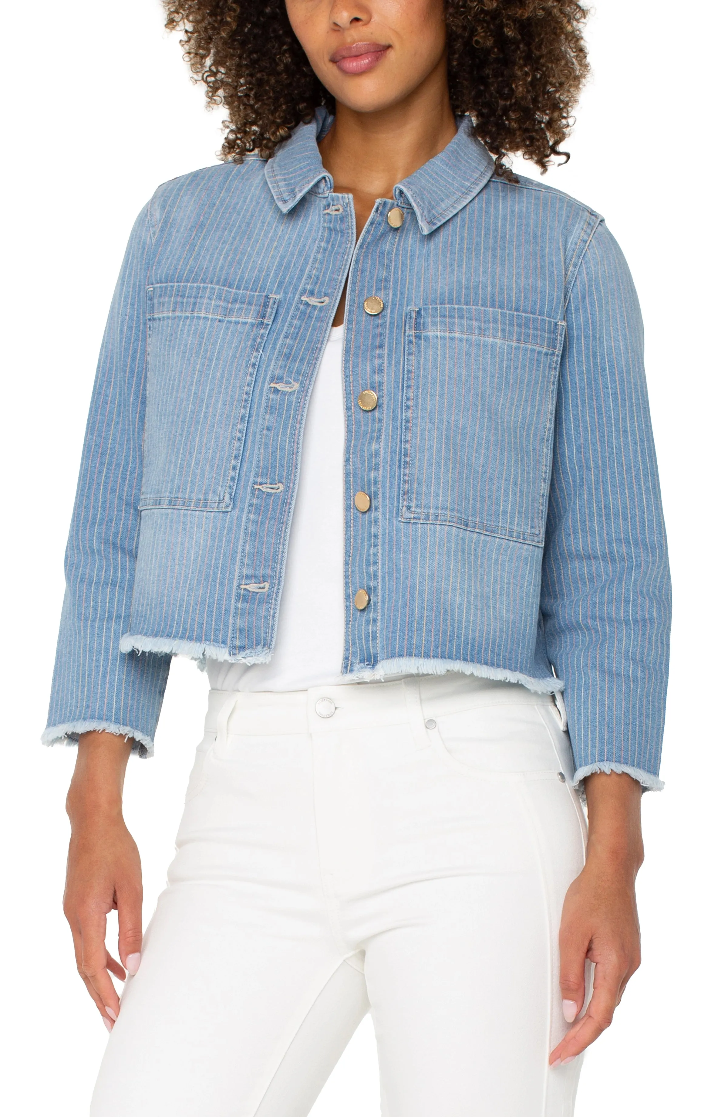 CROP SHACKET W/ FRAY HEM sold by Liverpool Jeans Company