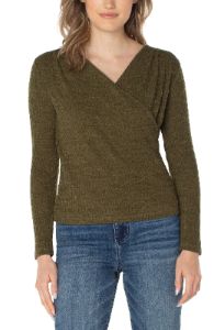 LONG SLEEVE DRAPE FRONT KNIT TOP sold by Liverpool Jeans Company