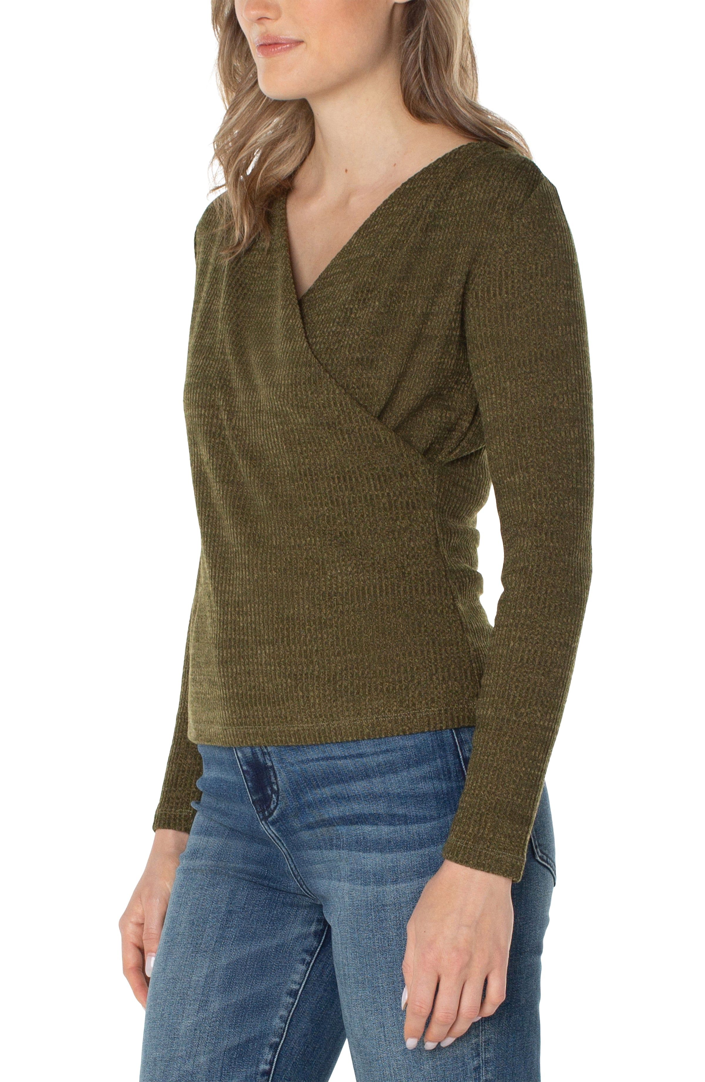 LONG SLEEVE DRAPE FRONT KNIT TOP sold by Liverpool Jeans Company product image thumbnail 4