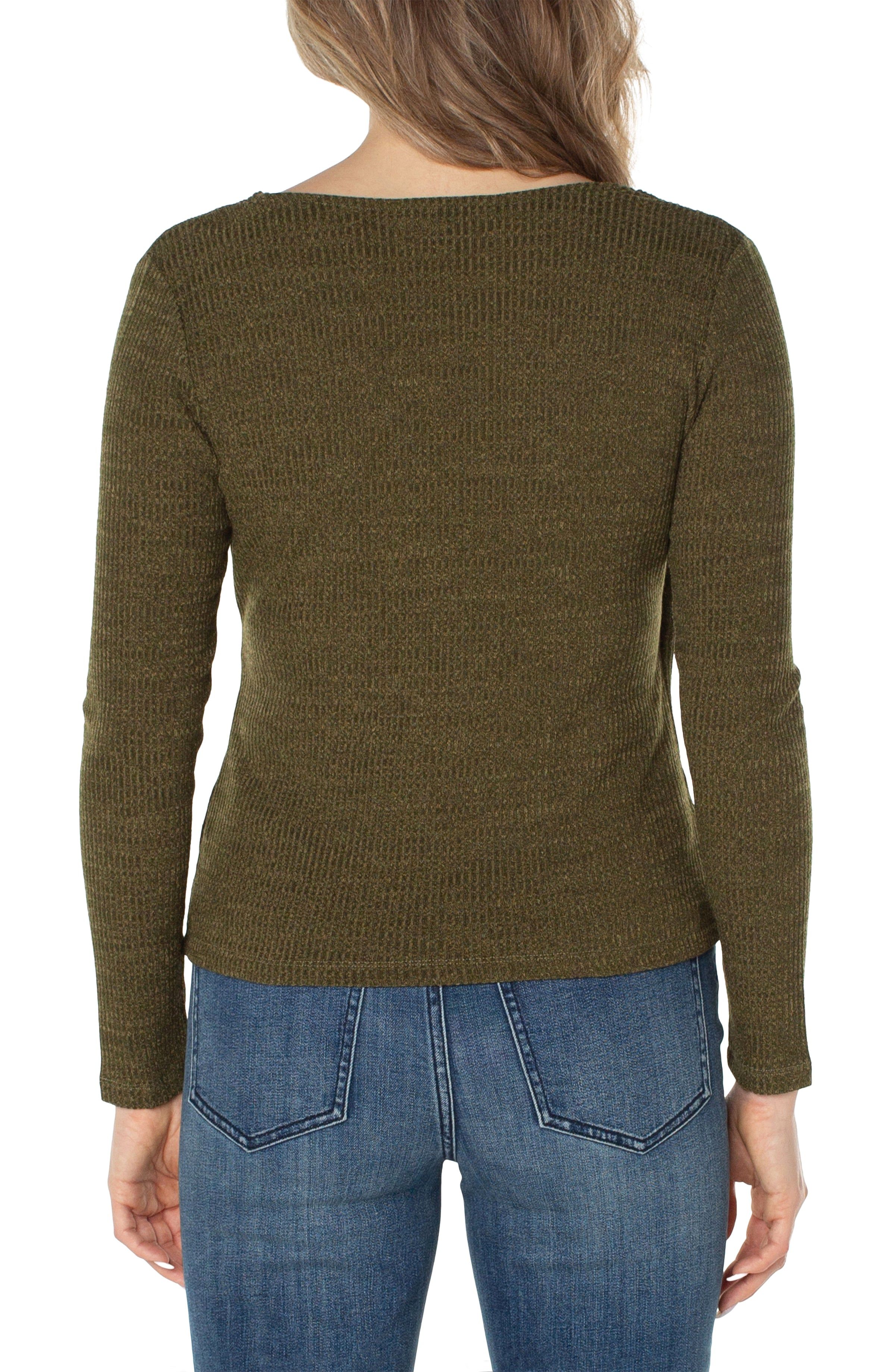 LONG SLEEVE DRAPE FRONT KNIT TOP sold by Liverpool Jeans Company product image thumbnail 2