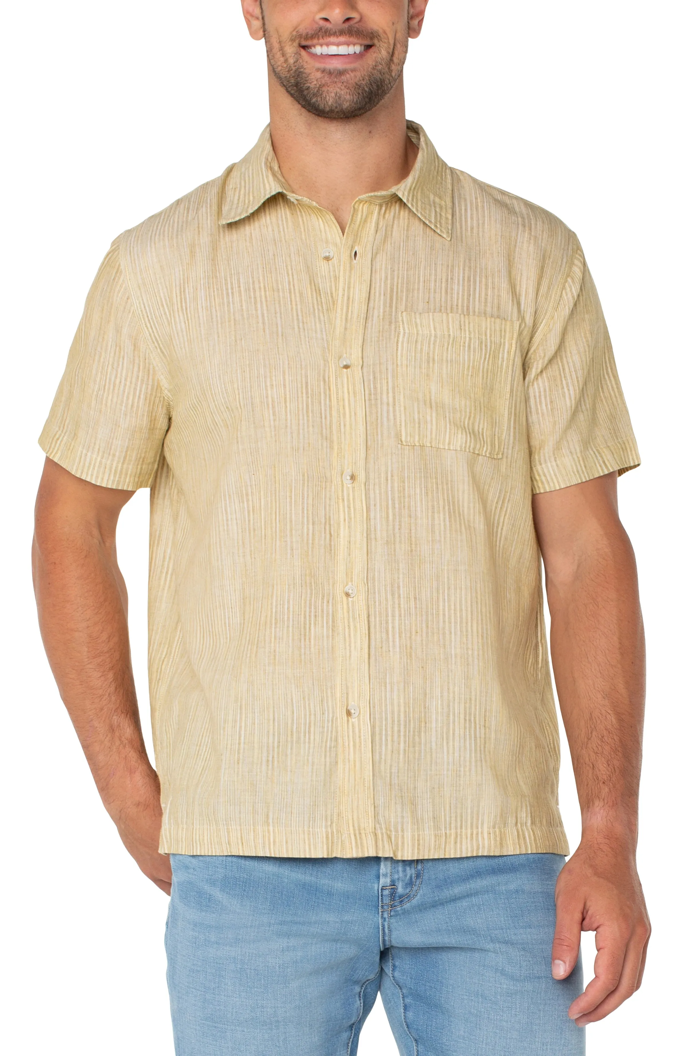 BUTTON UP SHORT SLEEVE SHIRT sold by Liverpool Jeans Company