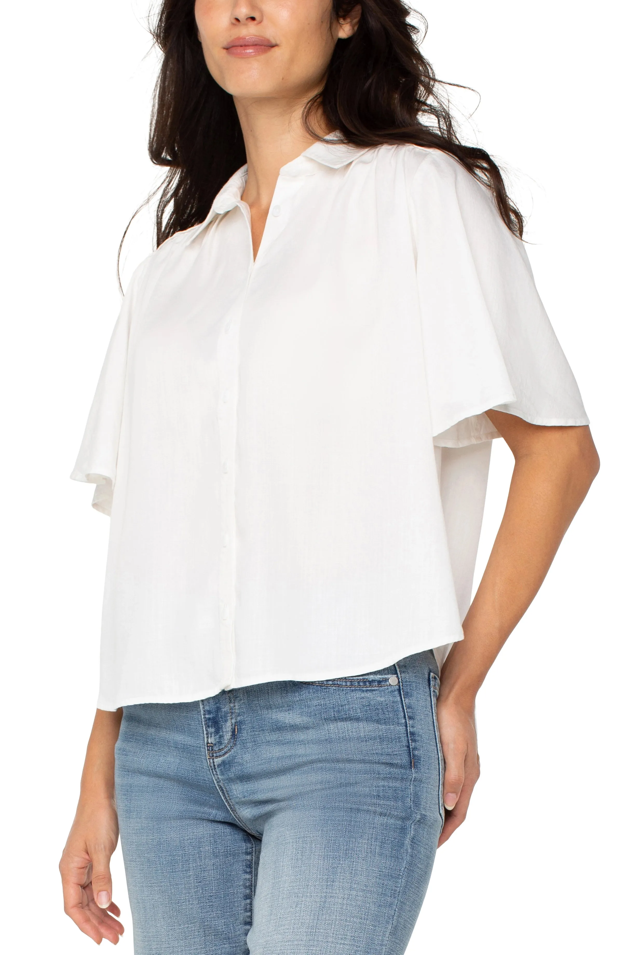 1/2 SLEEVE SHIRRED WOVEN BLOUSE sold by Liverpool Jeans Company product image thumbnail 4