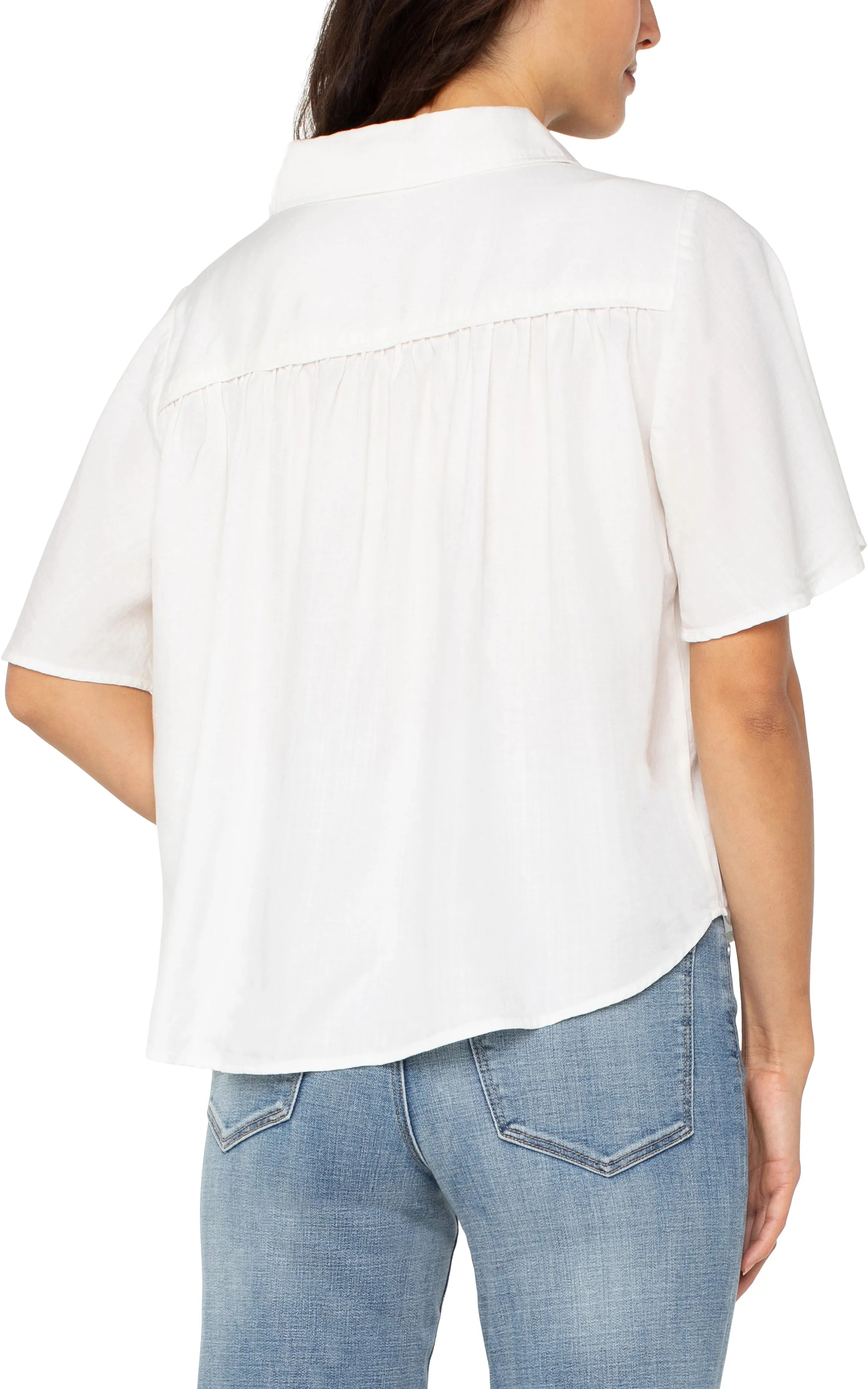 1/2 SLEEVE SHIRRED WOVEN BLOUSE sold by Liverpool Jeans Company product image thumbnail 2