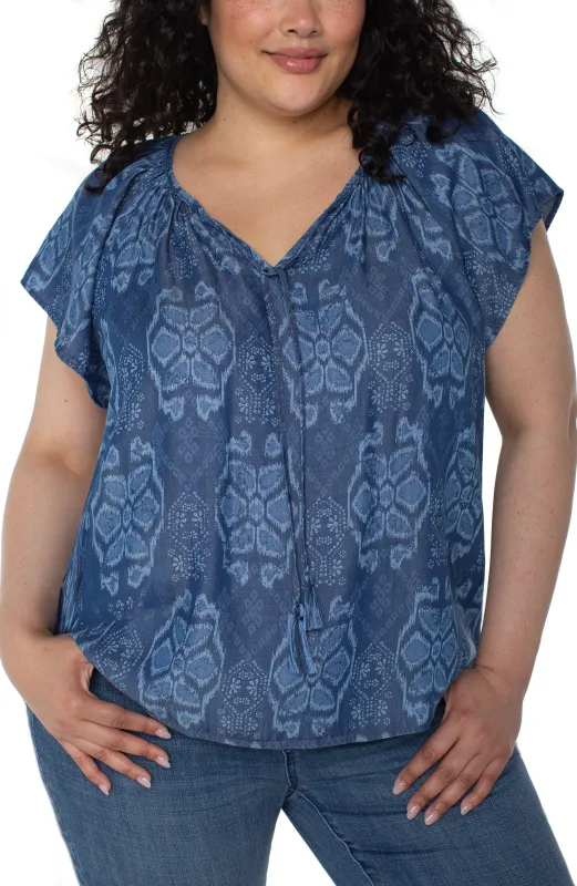 WOVEN TOP WITH FRONT TIE sold by Liverpool Jeans Company