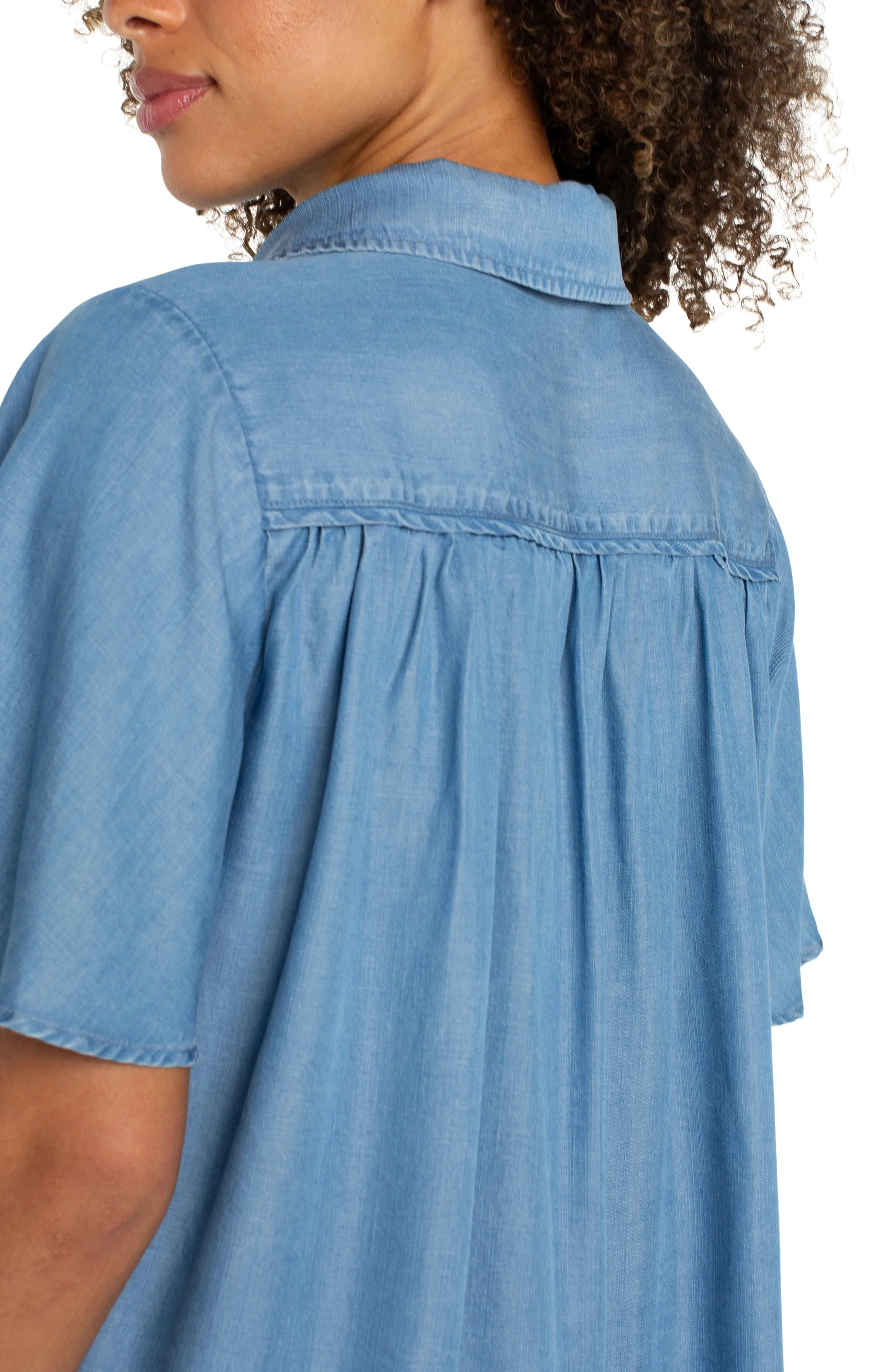 PETITE 1/2 SLEEVE SHIRRED WOVEN BLOUSE sold by Liverpool Jeans Company product image thumbnail 2