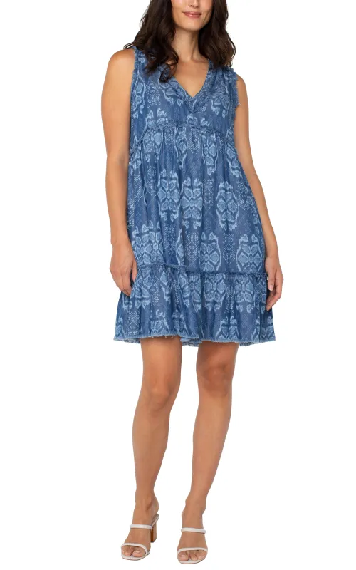 PETITE RUFFLE FRAY DRESS WITH POCKETS sold by Liverpool Jeans Company