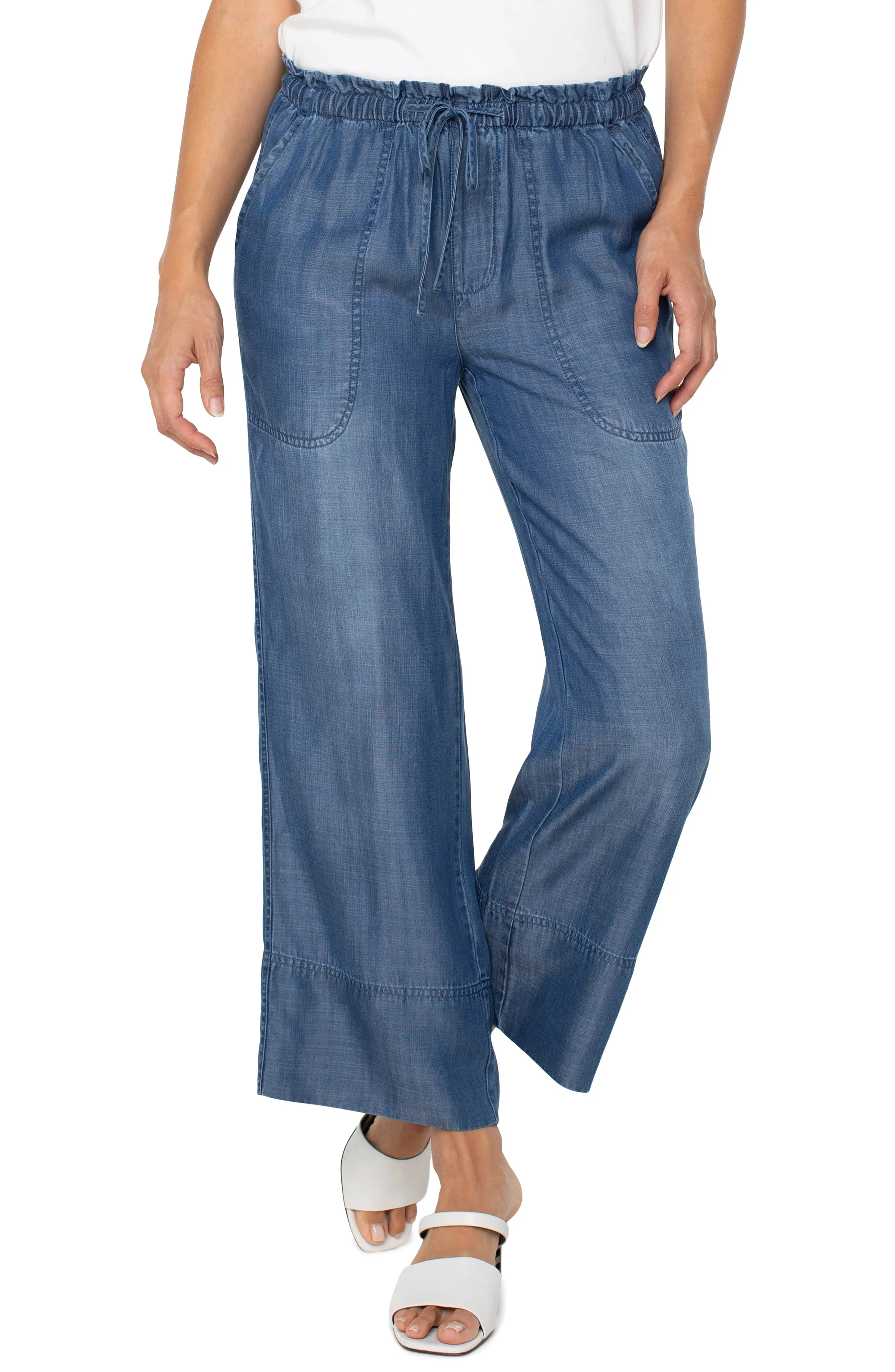 PETITE PULL-ON TIE WAIST WIDE LEG ANKLE sold by Liverpool Jeans Company product image thumbnail 3