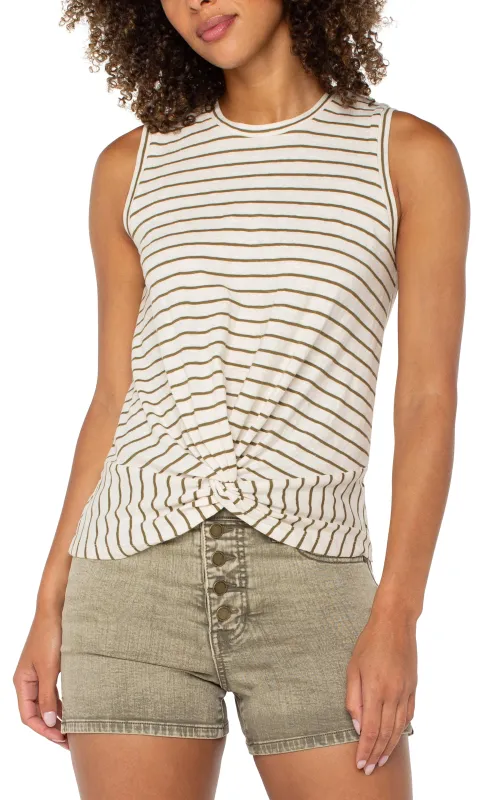 SLEEVELESS KNIT TEE WITH FRONT TWIST sold by Liverpool Jeans Company
