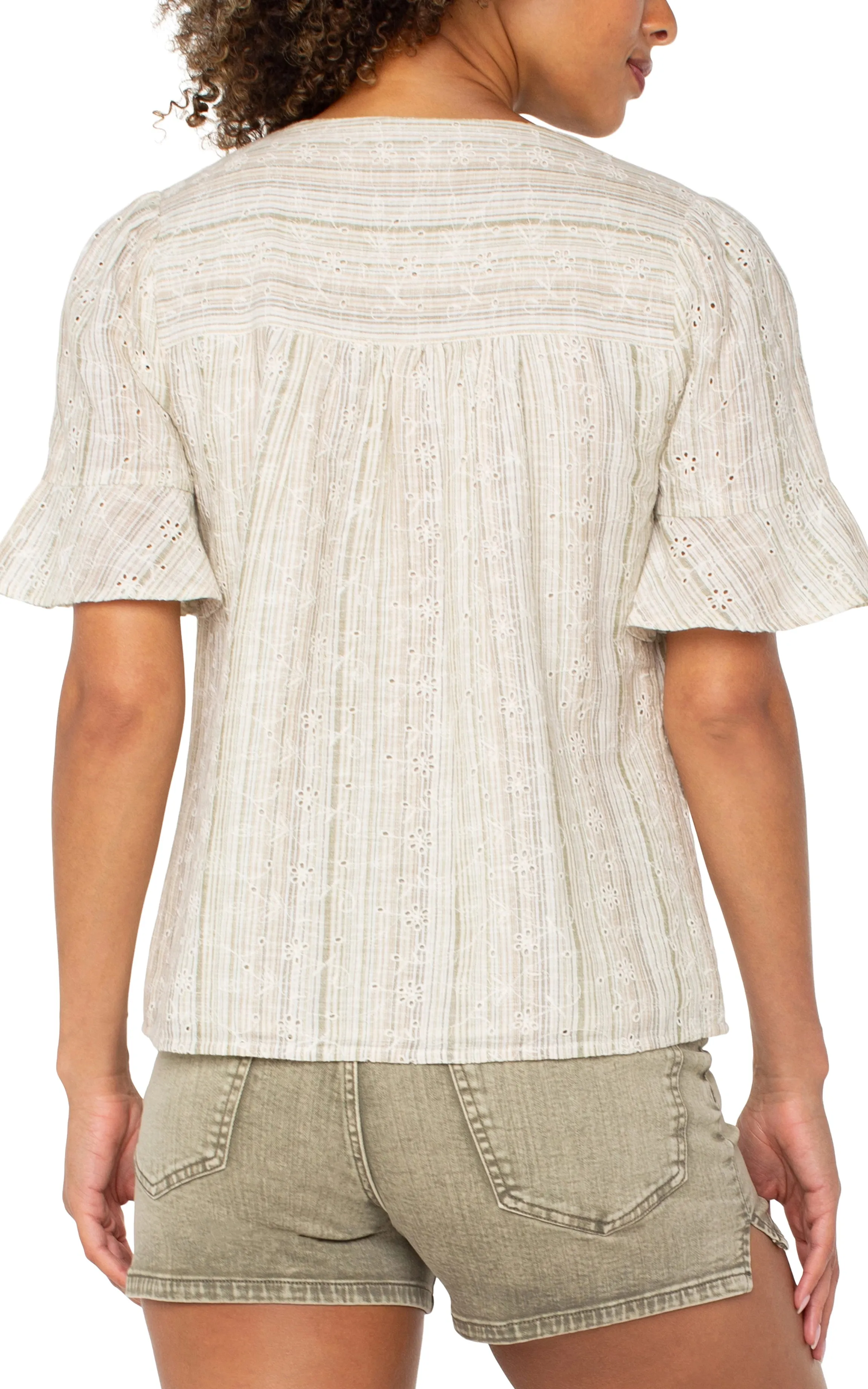 SHORT SLEEVE BUTTON FRONT BLOUSE sold by Liverpool Jeans Company product image thumbnail 2