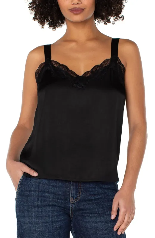 WOVEN TANK W/ LACE TRIM sold by Liverpool Jeans Company